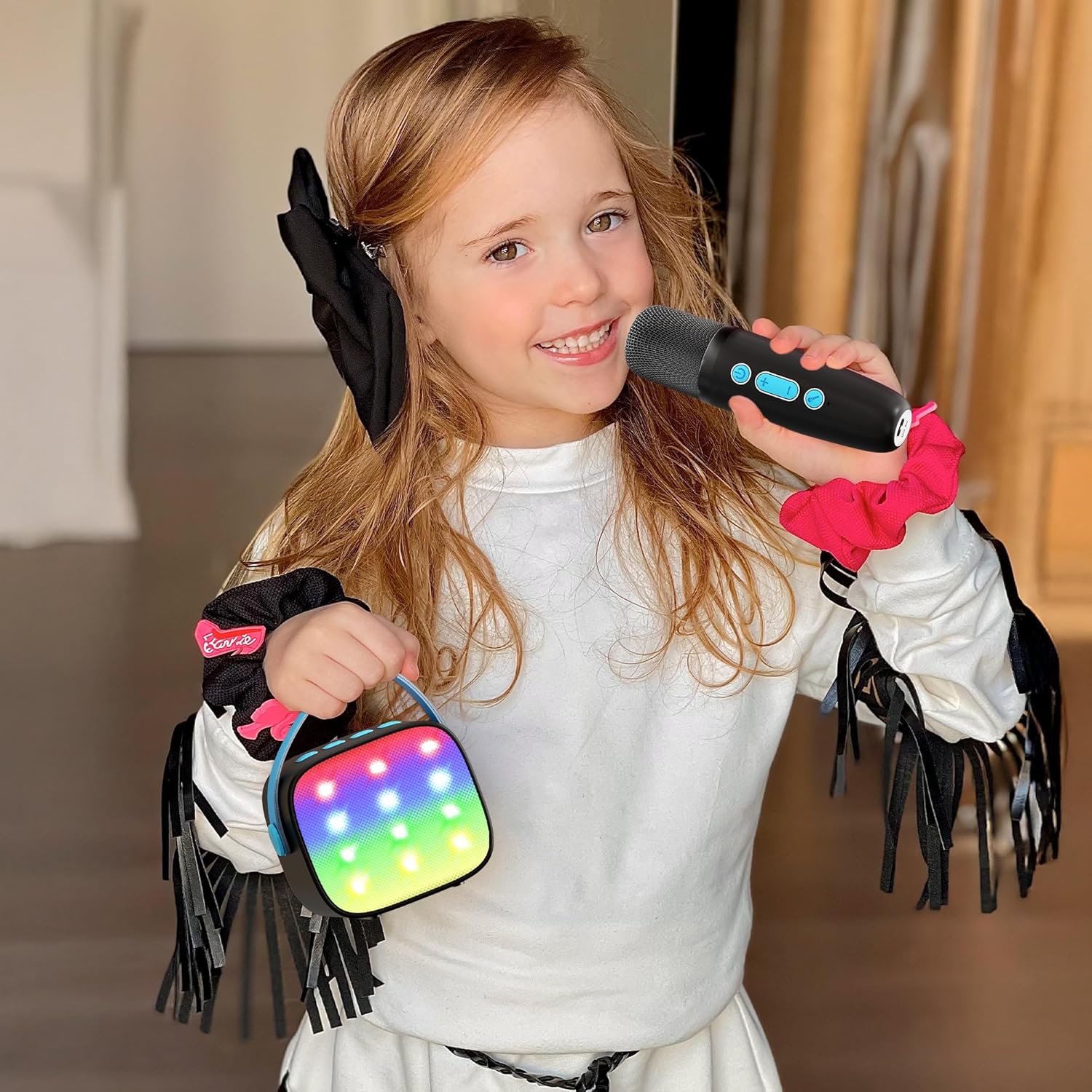 Mini karaoke machine | Bluetooth speaker met 2 draadloze microfoons