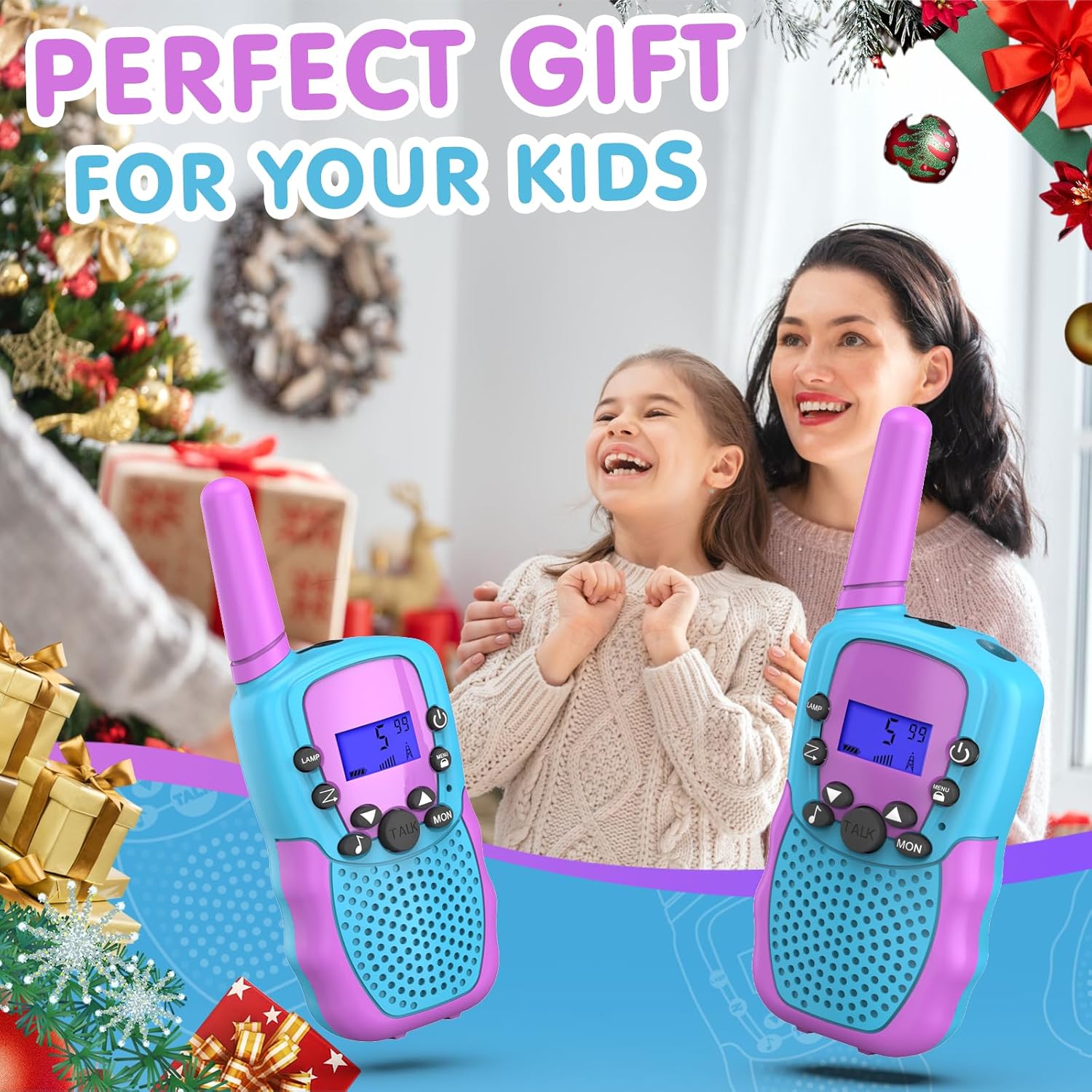 Walkie Talkies Kinderen | 22 Kanalen & LCD Display | 2-Way Radio Speelgoed 3-12 Jaar, Bereik 3 km