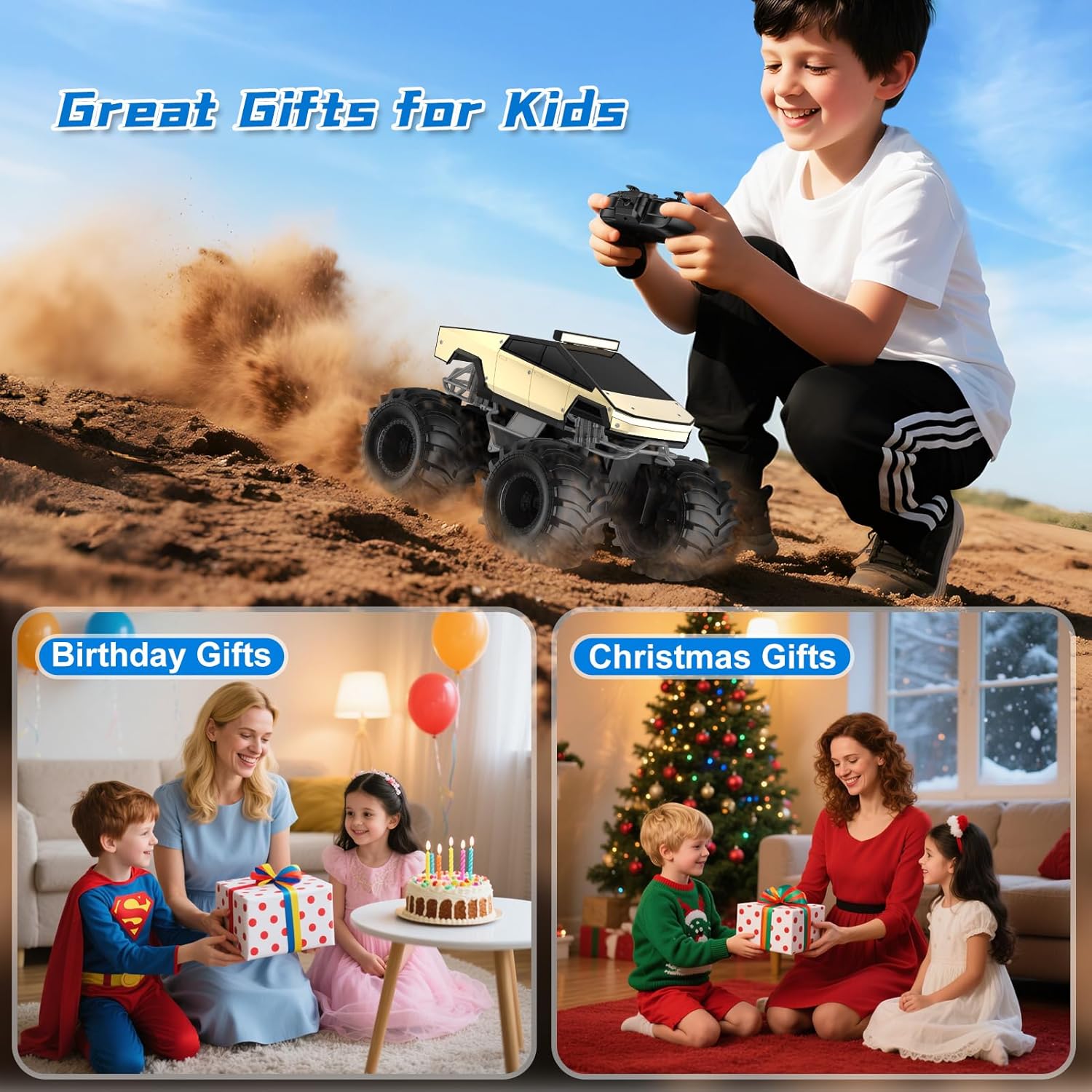 Amfibische RC Auto | Waterdichte Monstertruck 6+ Jaar