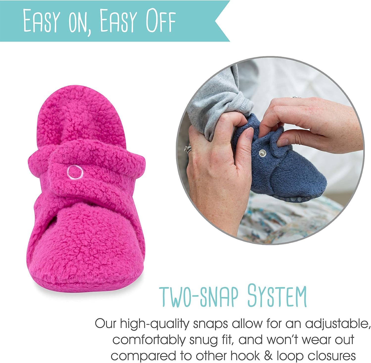 Uniseks Fleece Babylaarsjes | Babyschoentjes met twee drukknoopsluitingen voor pasgeborenen tot 24 maanden