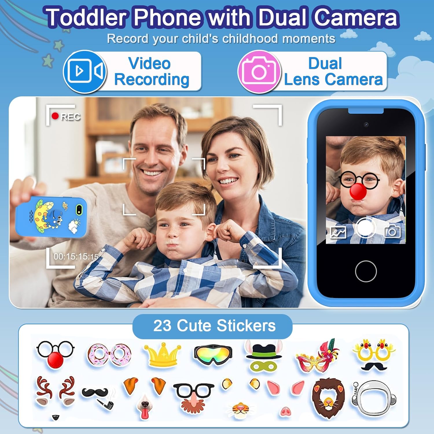 Kinder smartphone speelgoed | Touchscreen leerspel telefoon met dual camera