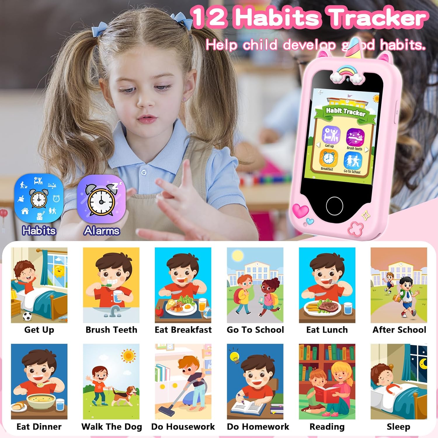 Kinder smartphone speelgoed | Touchscreen leerspel telefoon met dual camera