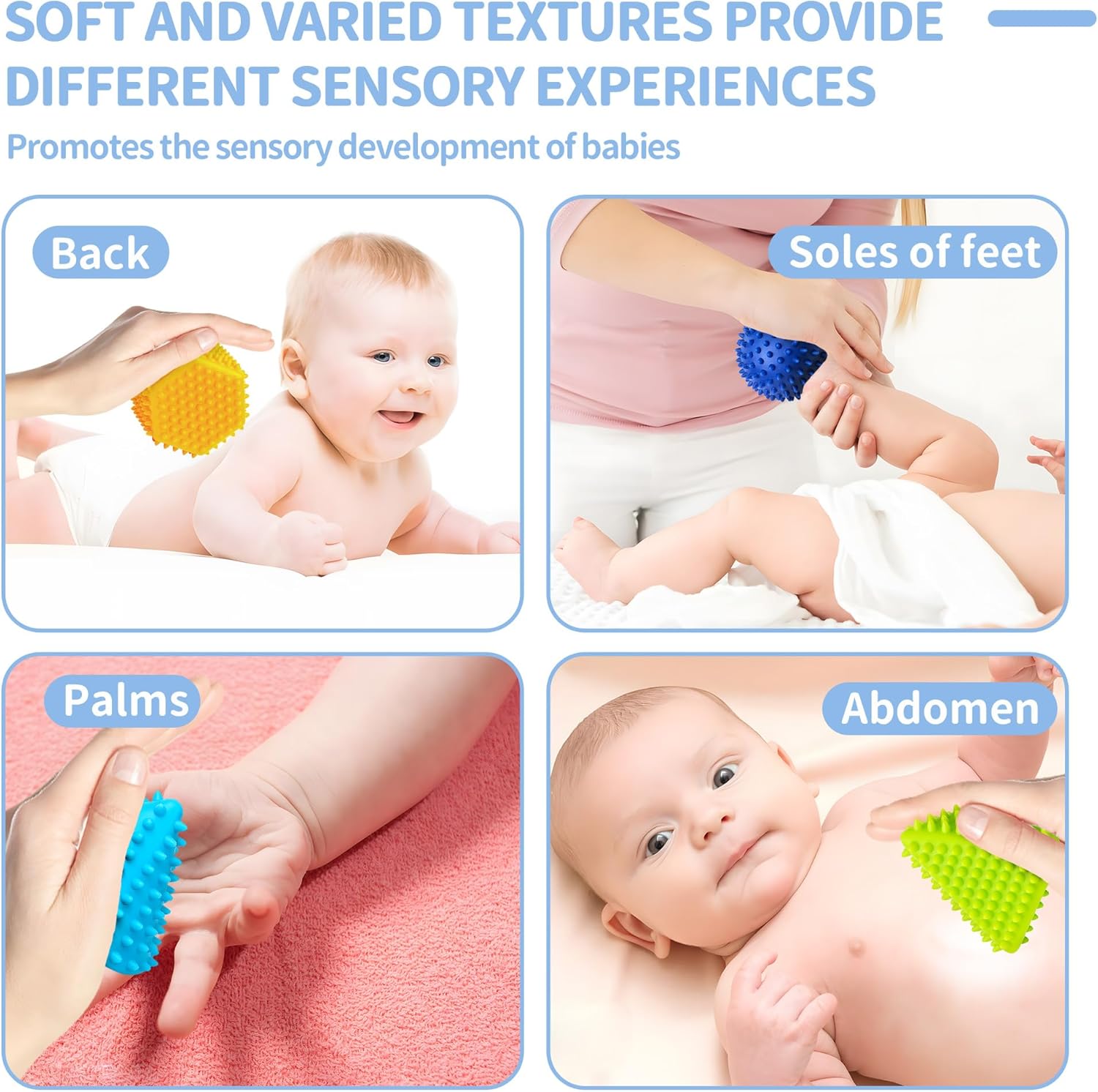 Sensorische Ballen voor Baby’s | Felgekleurde Zachte Textuurbal Set Montessori Speelgoed voor Baby’s van 6-12 Maanden