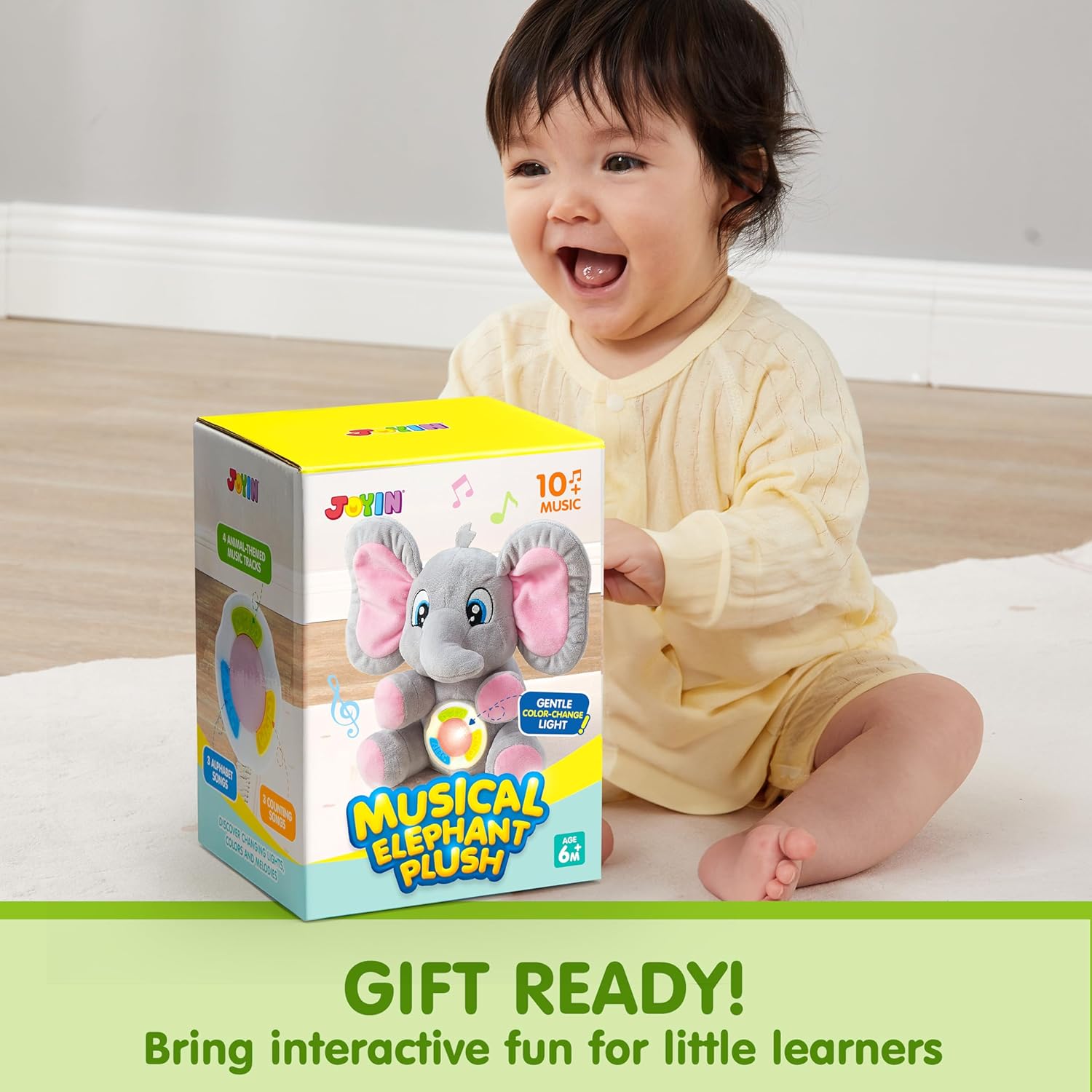 Muzikale Pluche Olifant | Zacht Pluche Speelgoed met Licht & Muziek voor Baby's vanaf 6 Maanden