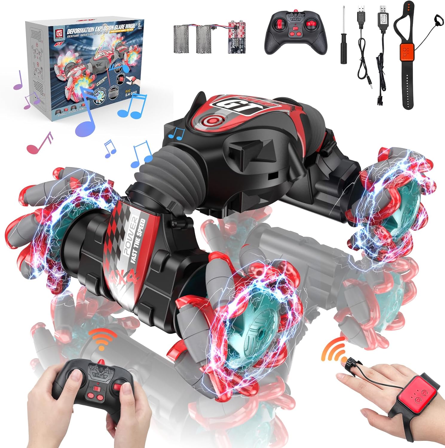 Gebaar Gestuurde RC Stuntauto | 360° Draaiende 4WD Twist Auto | Afstandsbediening Speelgoed met Licht en Muziek | Kinderen 6+ | Cadeau Ideeën