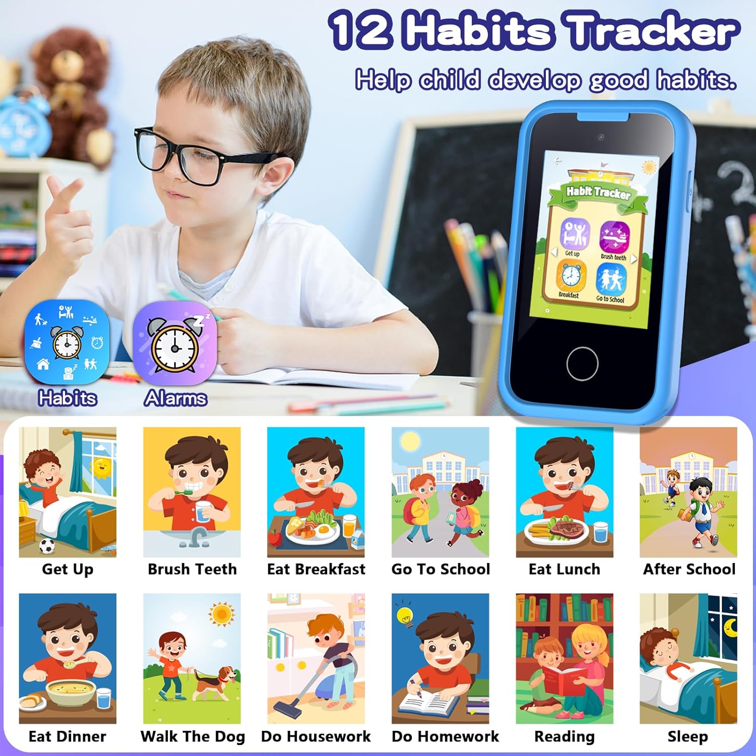 Kinder smartphone speelgoed | Touchscreen leerspel telefoon met dual camera