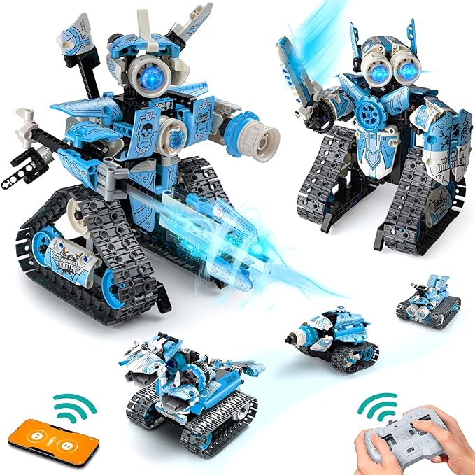 5-in-1 STEM Robot Blauw Bouwspeelgoed (398 stukjes) Afstandsbediening | Voor Jongens van 8-14 Jaar