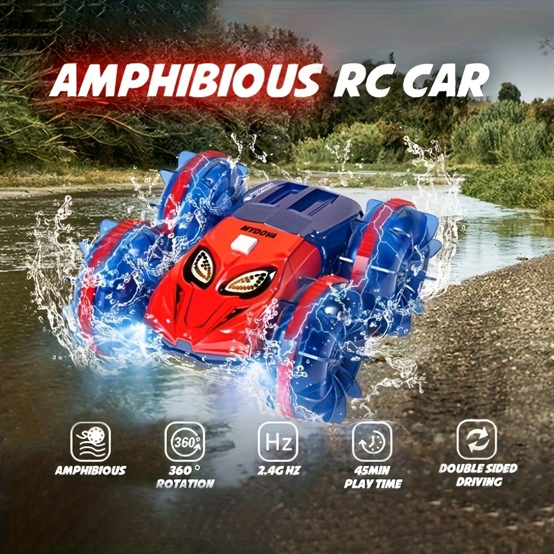 Amfibische RC Auto voor Kinderen 8+ – 360° Rotatie & Dubbelzijdig Rijden | Water & Land Speelgoed Monstertruck