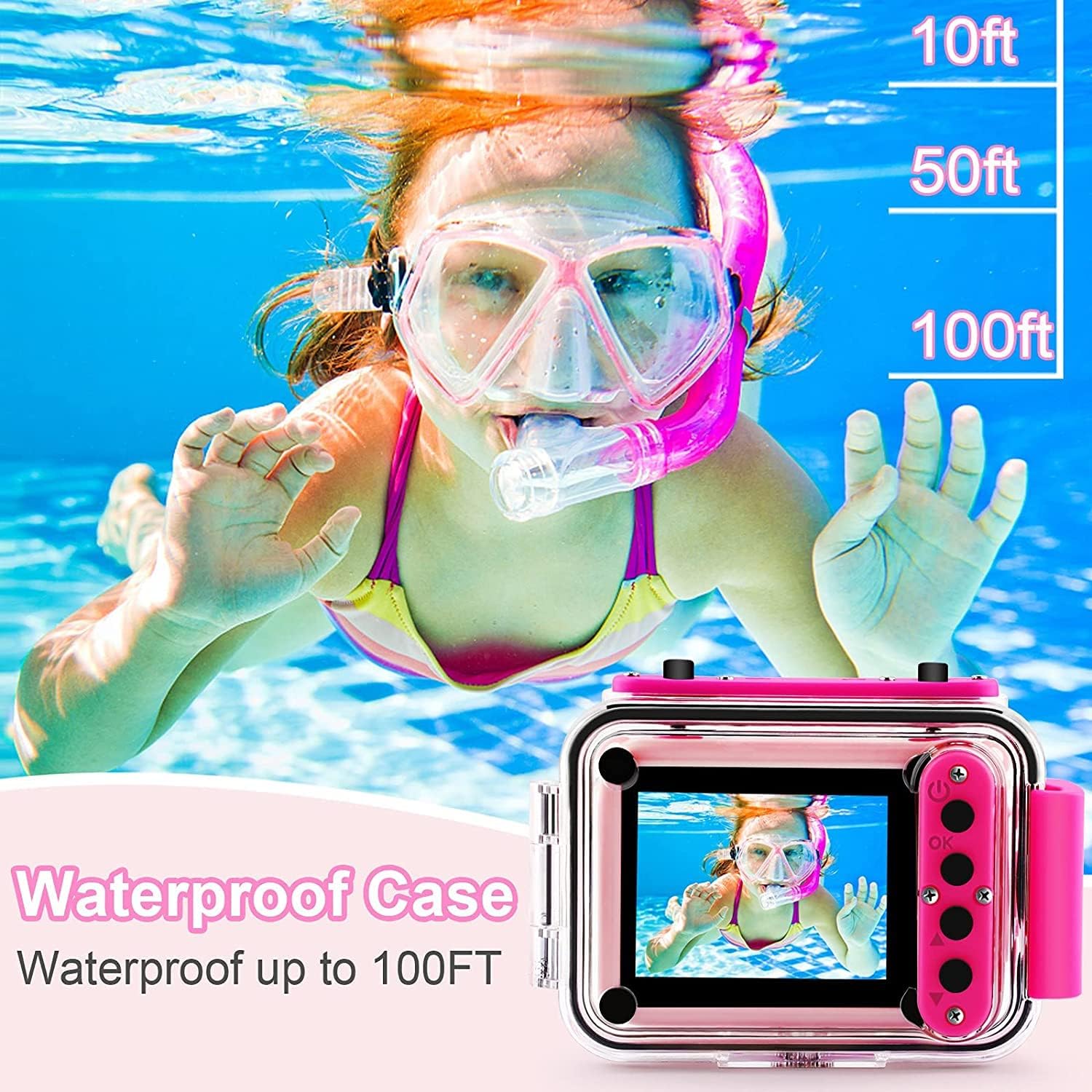 Kinder camera waterdicht | HD onderwater digitale actiecamera 1080P