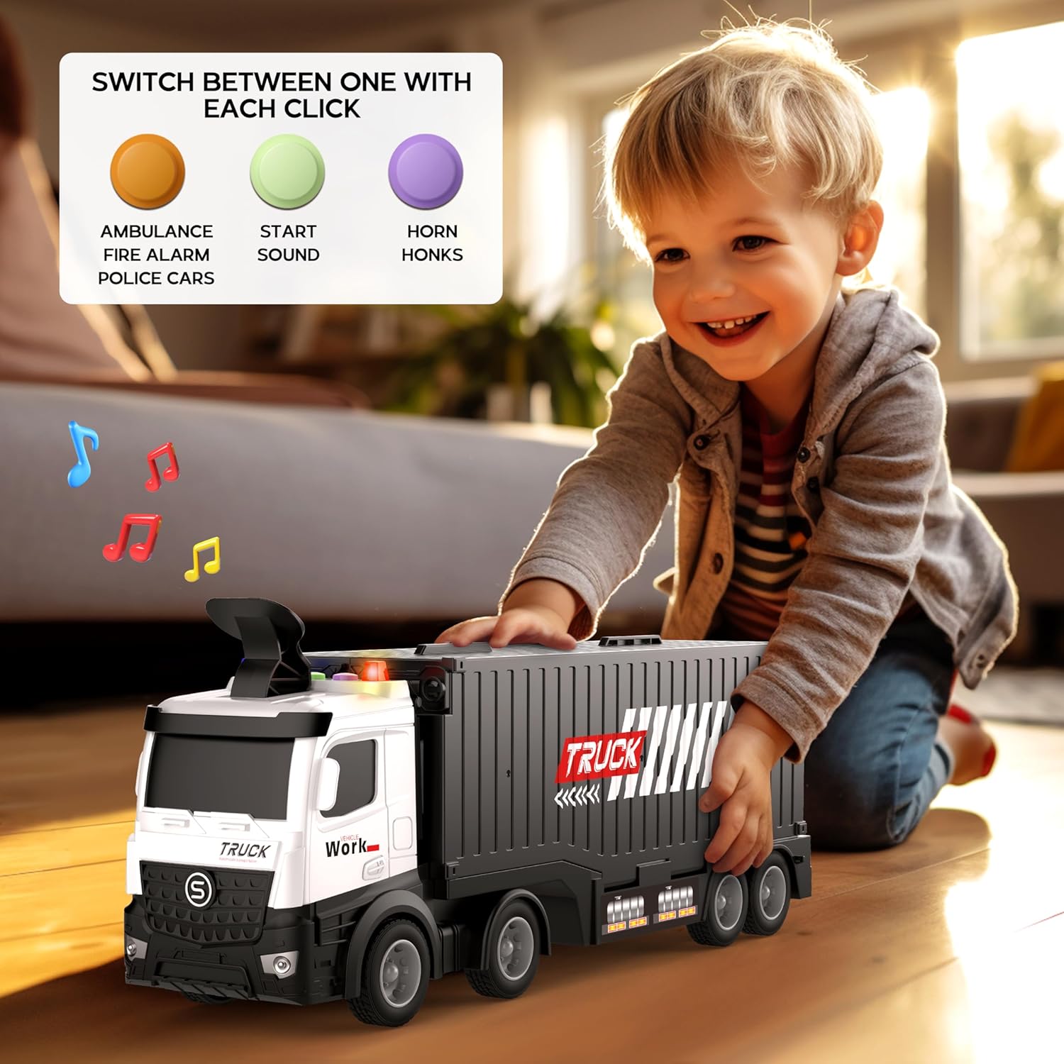 Vrachtwagen Racebaan Speelset | Truck met 8 Auto’s 3–6 Jaar