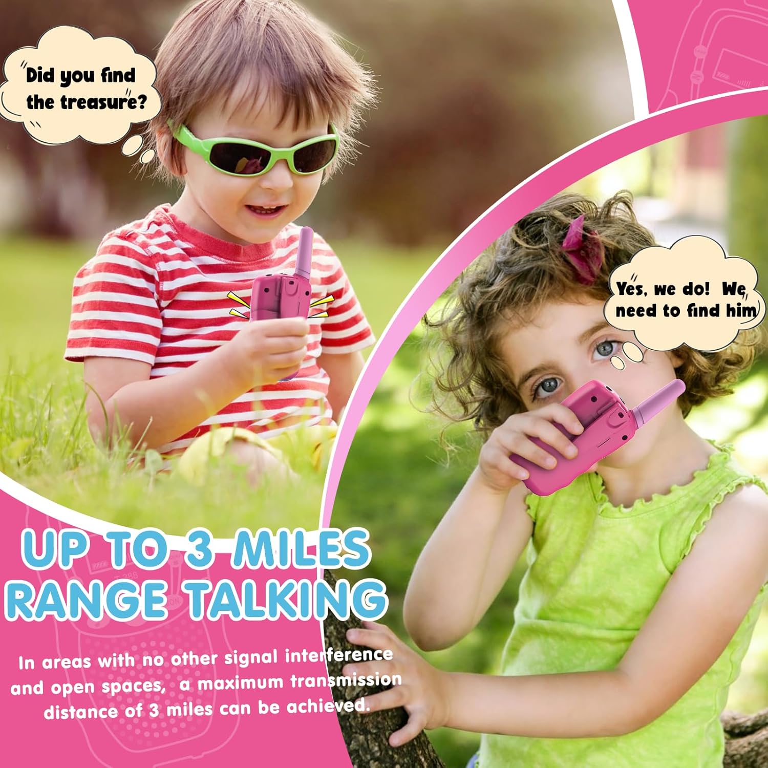 Walkie Talkies Kinderen | 22 Kanalen & LCD Display | 2-Way Radio Speelgoed 3-12 Jaar, Bereik 3 km