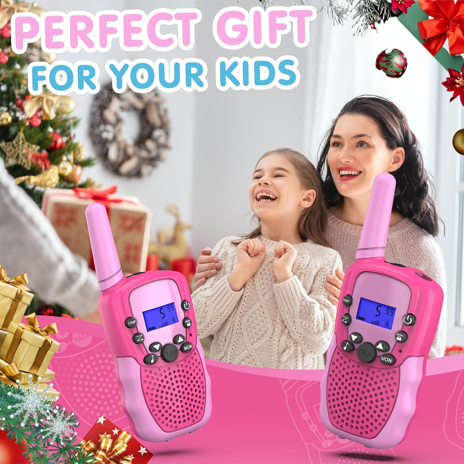 Walkie Talkies Kinderen | 22 Kanalen & LCD Display | 2-Way Radio Speelgoed 3-12 Jaar, Bereik 3 km