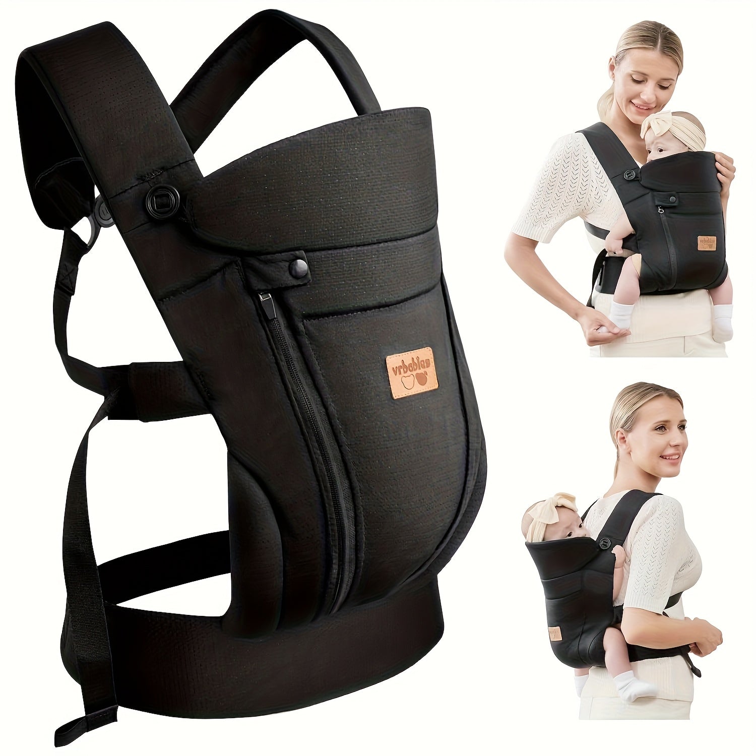 Ergonomische Baby Drager voor Pasgeboren tot Peuter - Verstelbare Draagzak met Hoofdkap voor Jongens en Meisjes - Ademende Stof voor Comfortabel Dragen
