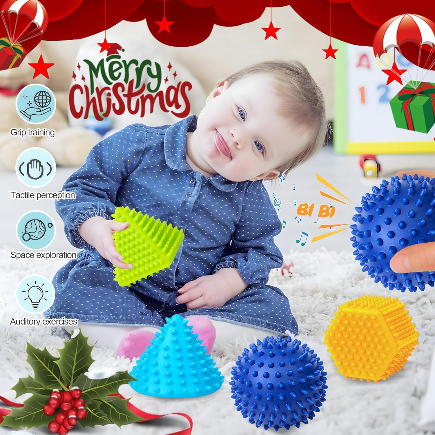 Sensorische Ballen voor Baby’s | Felgekleurde Zachte Textuurbal Set Montessori Speelgoed voor Baby’s van 6-12 Maanden