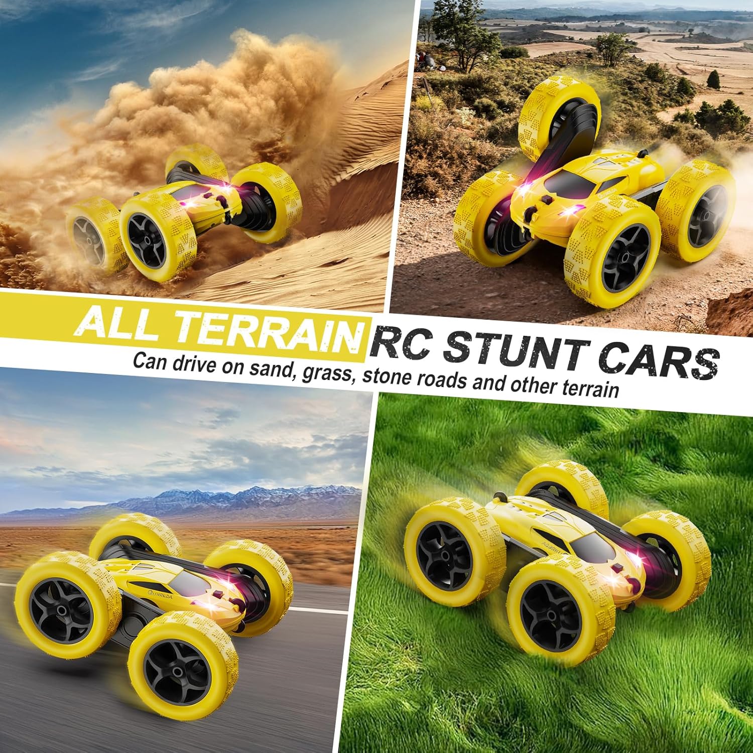 RC Auto 4WD Stuntauto | Afstandsbediening Auto met LED & 360° Flips | USB-C Oplaadbaar Cadeau voor Jongens 6-12 Jaar
