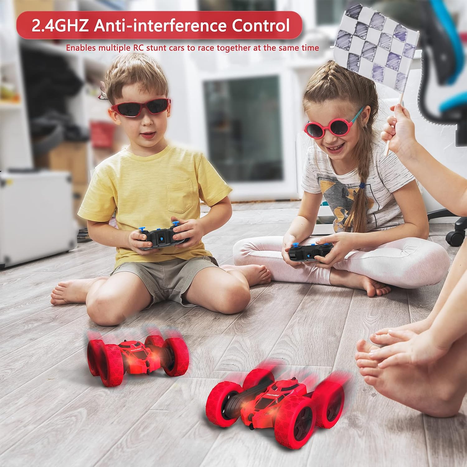 RC Stuntauto Kinderen 360° Rotatie – 4WD Dubbelzijdige Afstandsbediening Racewagen met LED Verlichting – Oplaadbaar Speelgoed Jongens Meisjes 6-12 Jaar