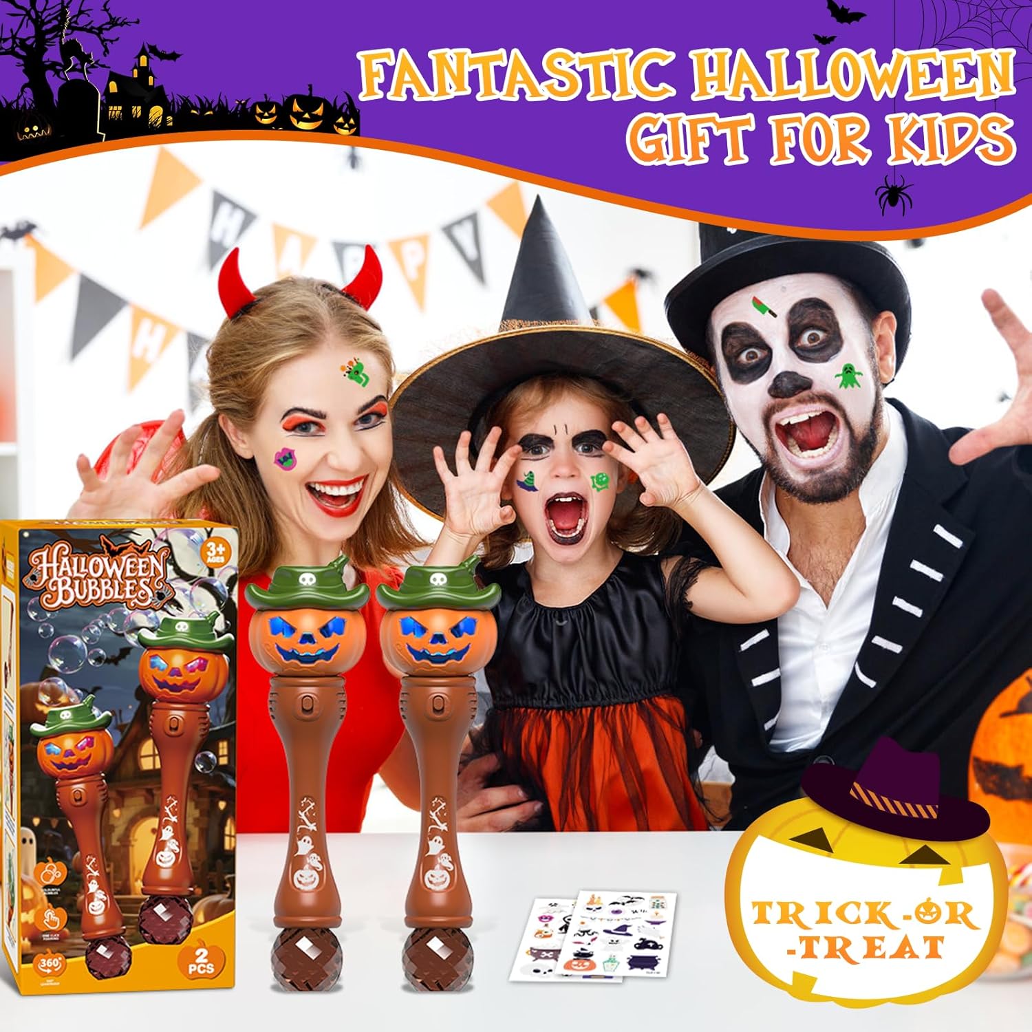 Halloween Pompoen Bellenblaas Machine voor Kinderen - Automatische Bellenblaasstaf met Licht en Geluid voor Jongens en Meisjes - Griezelig Speelgoed Cadeau voor Feestjes