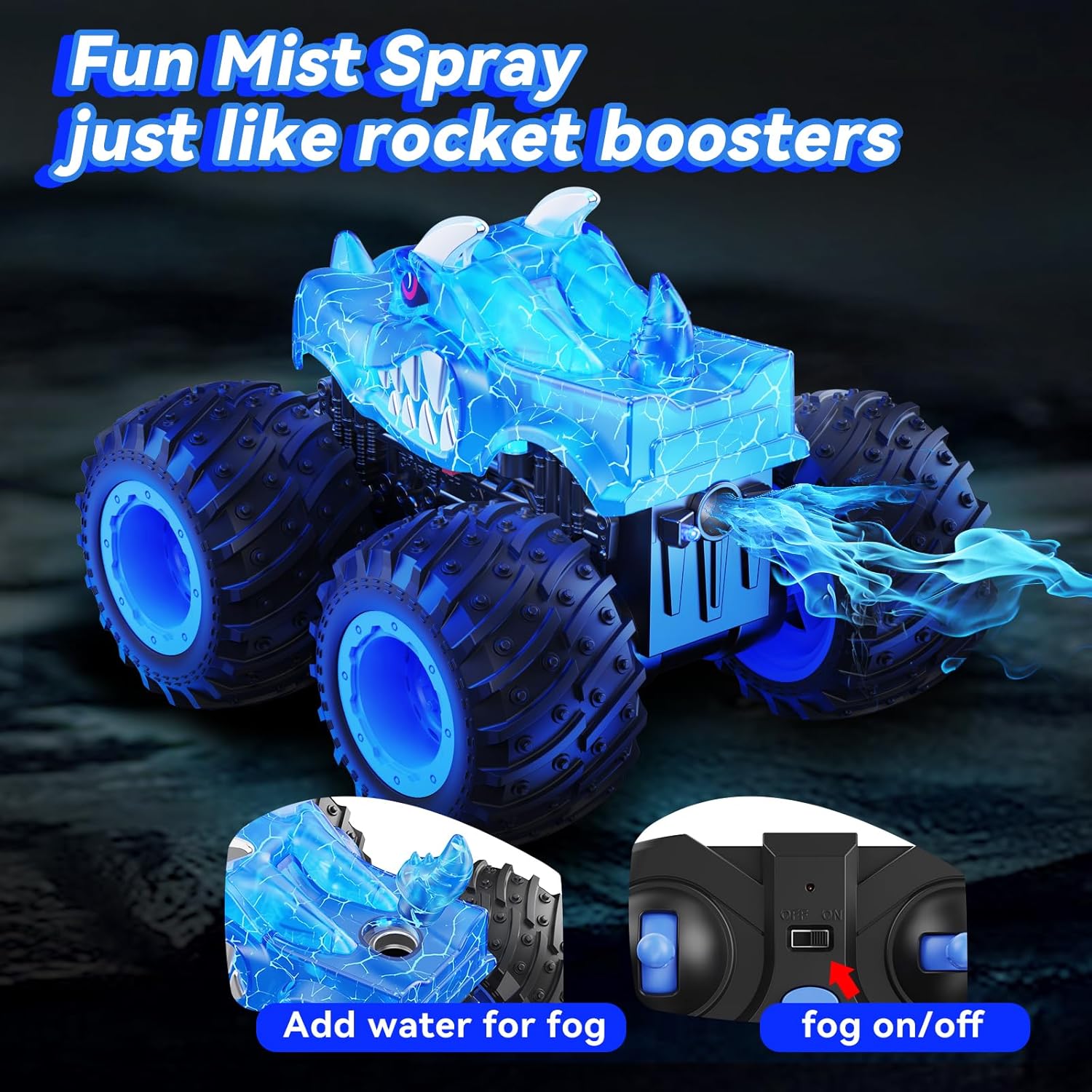 RC Auto Monstertruck 2.4GHz – Speelgoed met Licht & Spray, Cadeau 3-8 jr