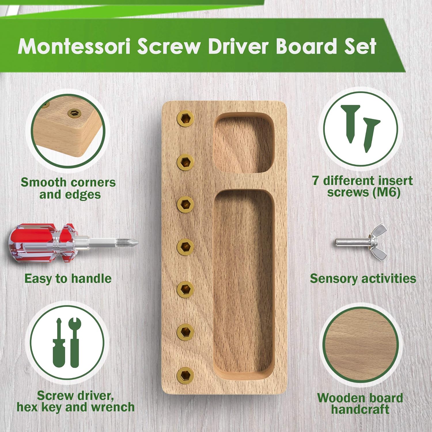 Montessori Houten Schroevendraaier Bord | Educatief Sensorisch Speelgoed 4+ Jaar