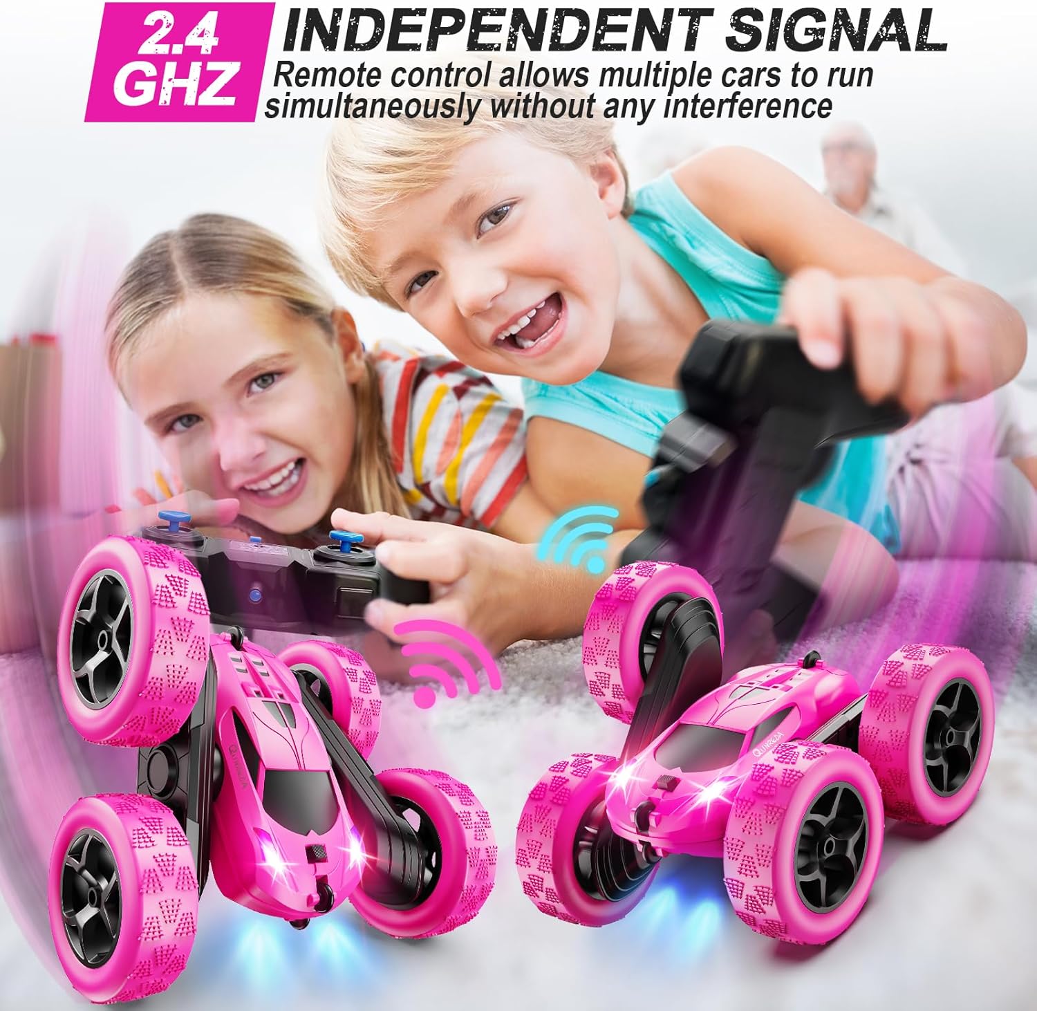 RC Auto 4WD Stuntauto | Afstandsbediening Auto met LED & 360° Flips | USB-C Oplaadbare Baterijen | Cadeau 6-12 Jaar
