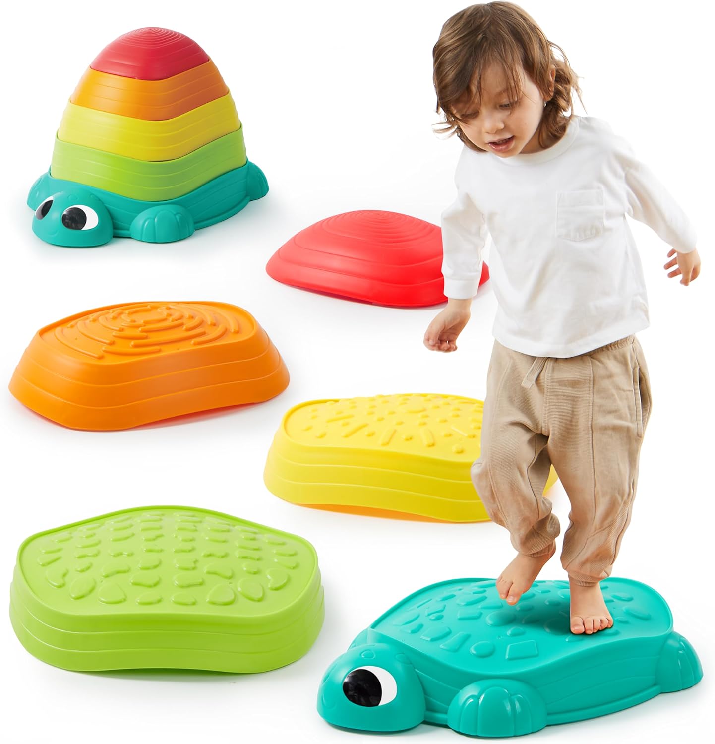 5x Schildpad Evenwicht Stenen – Obstacle Run & Springstenen voor Kinderen 3+