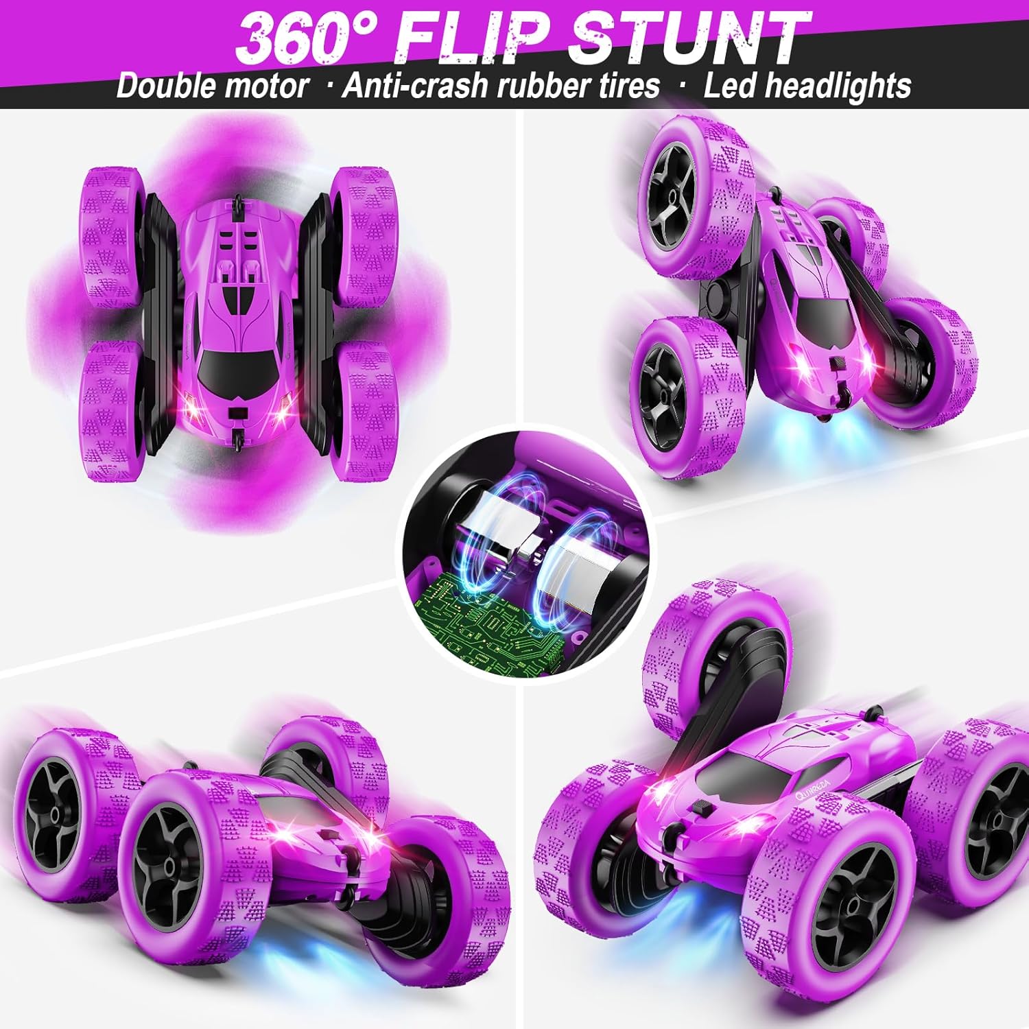 RC Auto 4WD Stuntauto | Afstandsbediening Auto met LED & 360° Flips | USB-C Oplaadbare Baterijen | Cadeau 6-12 Jaar