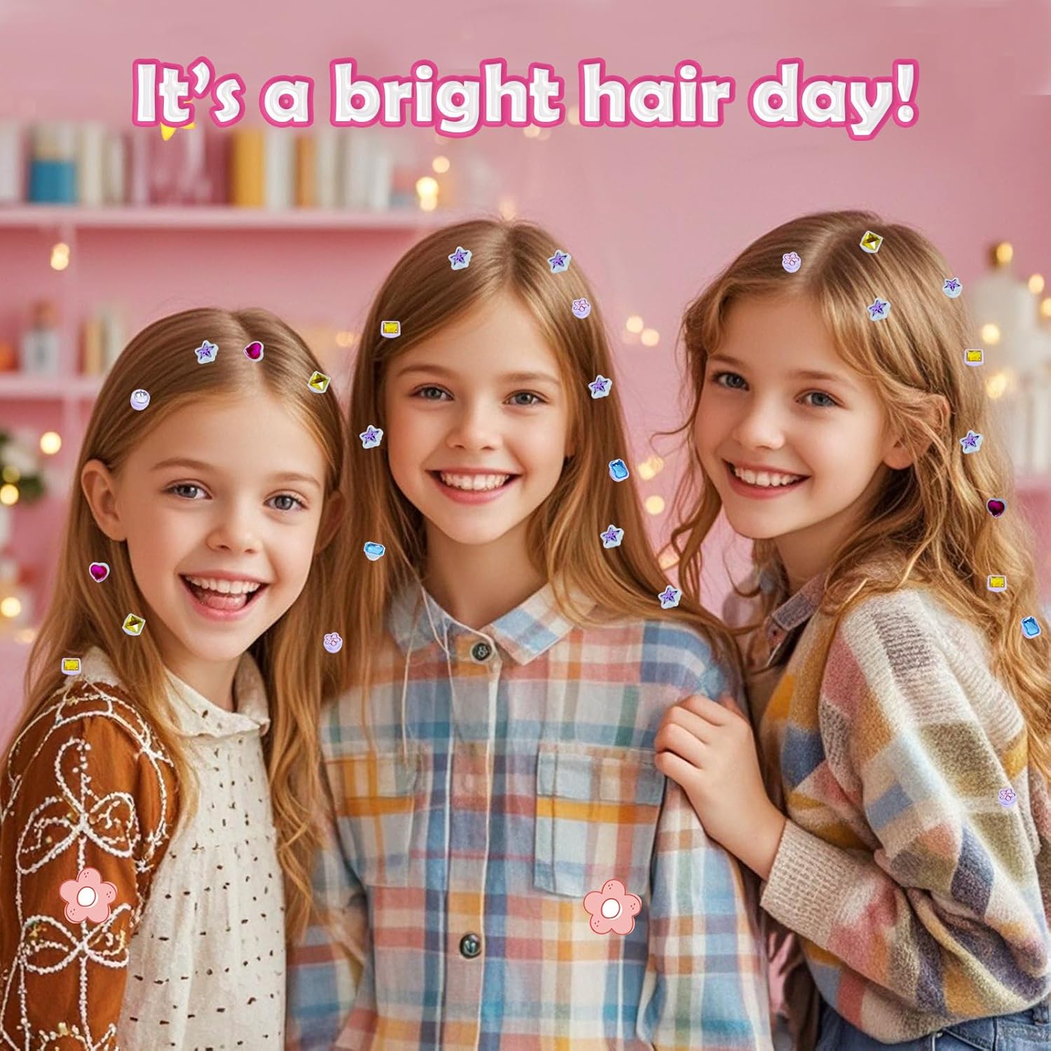 Haarjuwelen stempelkit | Stylingtool met herbruikbare diamanten voor meisjes