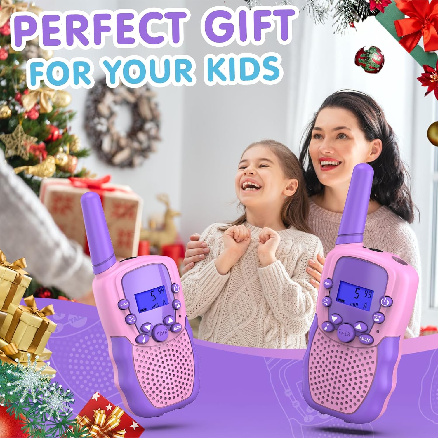 Walkie Talkies Kinderen | 22 Kanalen & LCD Zaklamp | 2-Way Radio Speelgoed 3-12 Jaar, Bereik 3 km