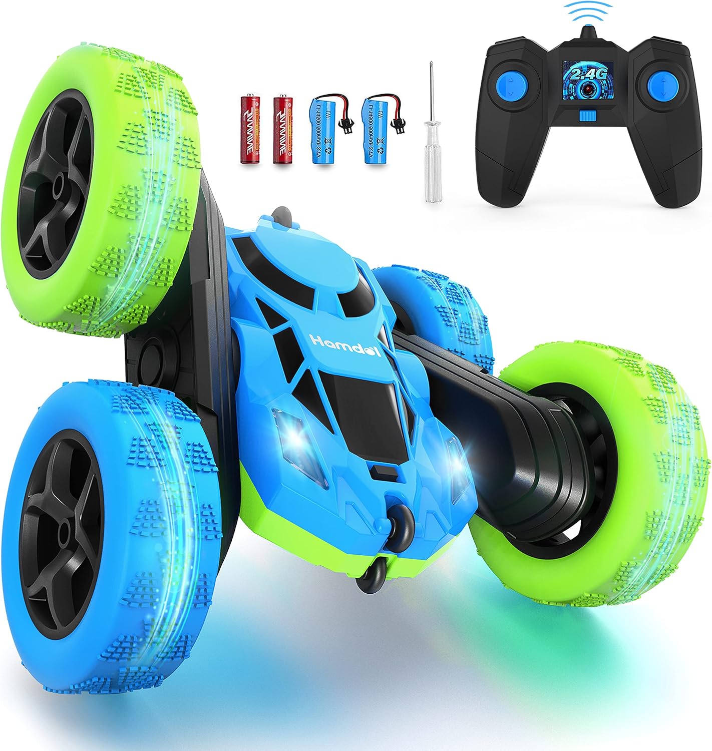 RC Stuntauto Kinderen 360° Rotatie – 4WD Dubbelzijdige Afstandsbediening Racewagen met LED Verlichting – Oplaadbaar Speelgoed Jongens Meisjes 6-12 Jaar