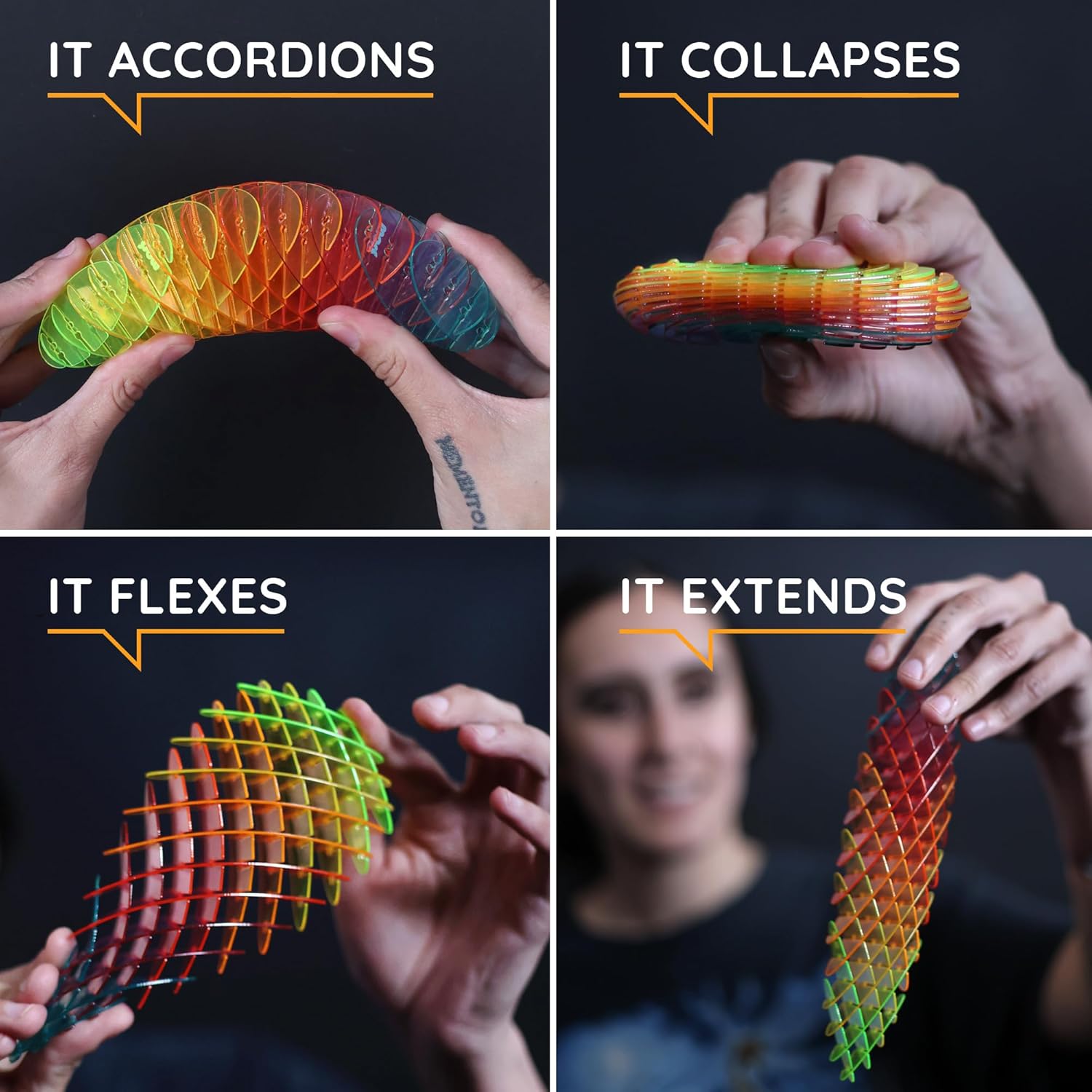 Fidget Worm Speeltje – Stil Bureau Fidget voor Kinderen & Volwassenen, Regenboog