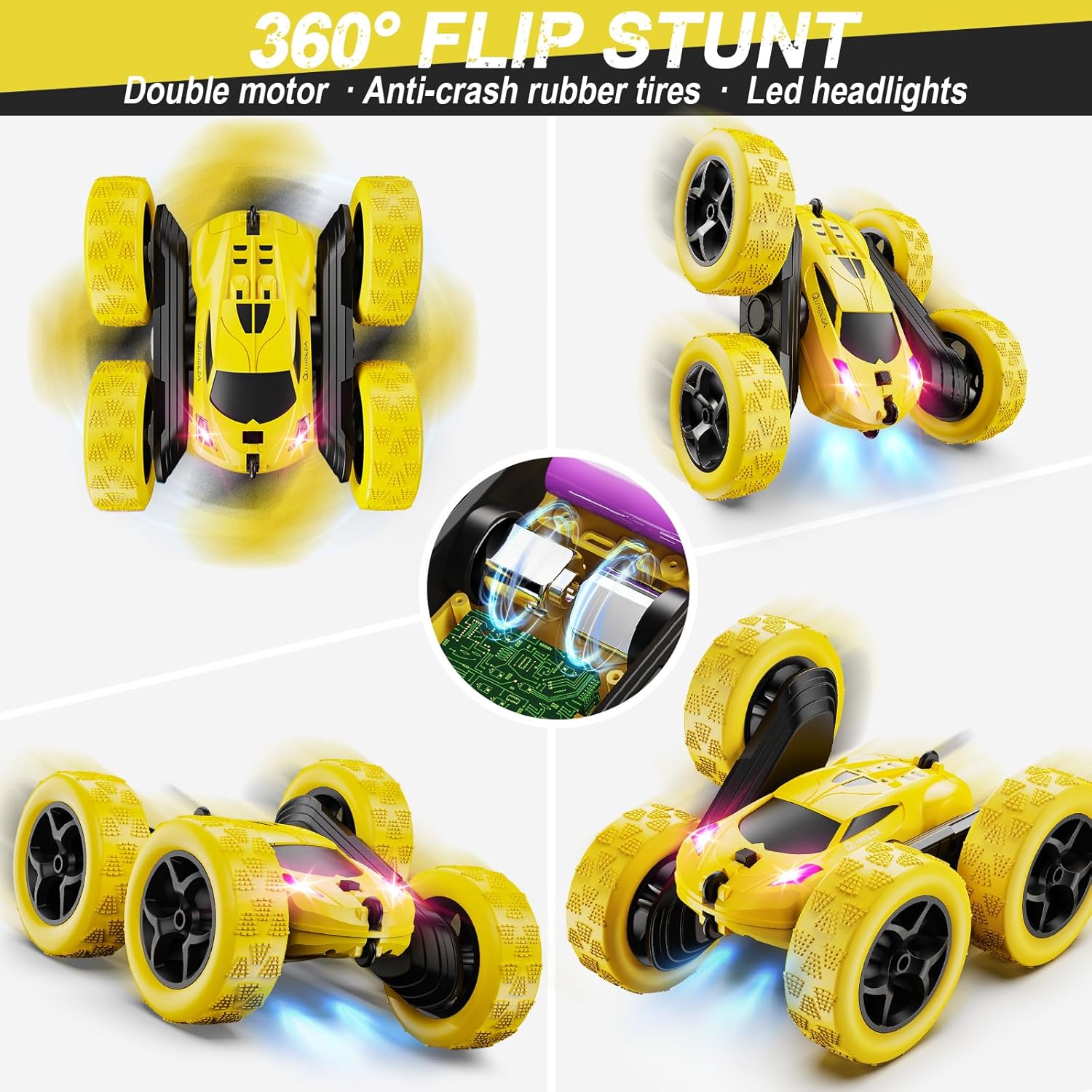 RC Auto 4WD Stuntauto | Afstandsbediening Auto met LED & 360° Flips | USB-C Oplaadbare Baterijen | Cadeau 6-12 Jaar