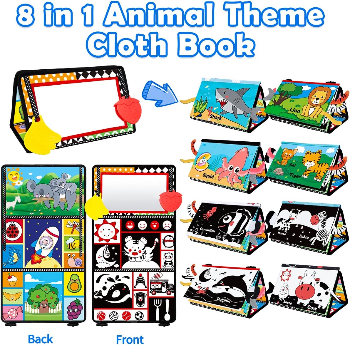 Baby speelgoed 0-6 mnd | tummy time spiegel & zwart-wit boek Montessori sensorisch