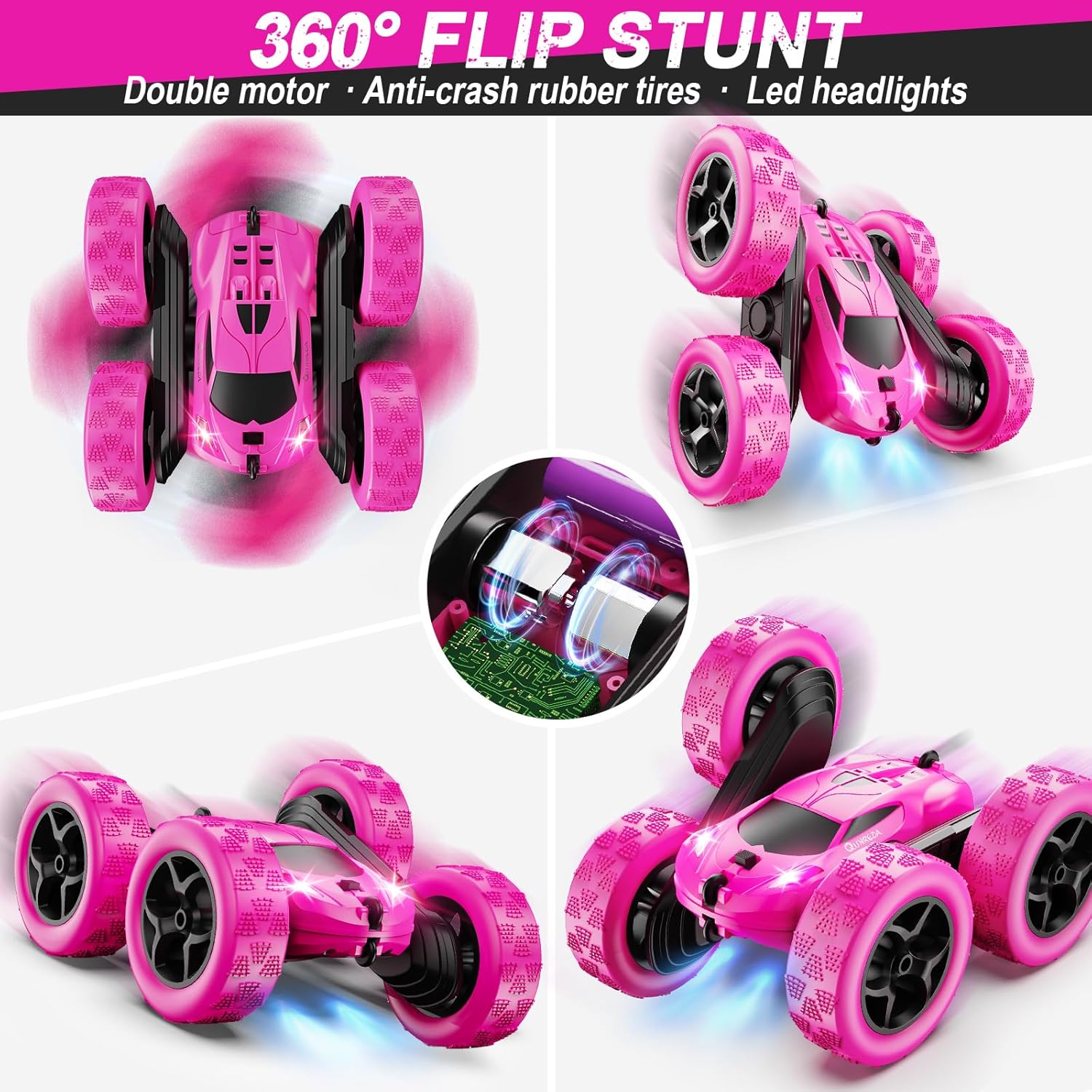 RC Auto 4WD Stuntauto | Afstandsbediening Auto met LED & 360° Flips | USB-C Oplaadbare Baterijen | Cadeau 6-12 Jaar