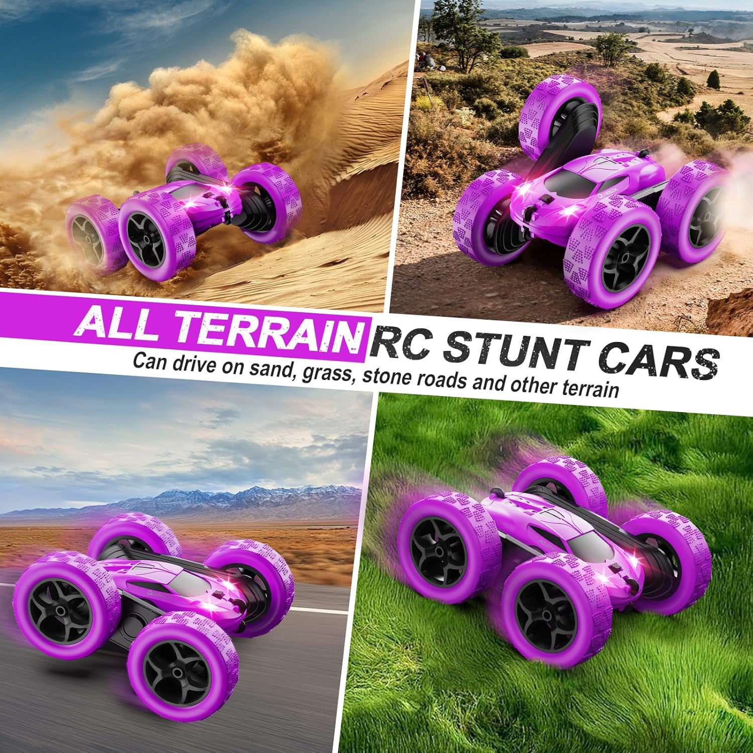 RC Auto 4WD Stuntauto | Afstandsbediening Auto met LED & 360° Flips | USB-C Oplaadbare Baterijen | Cadeau 6-12 Jaar