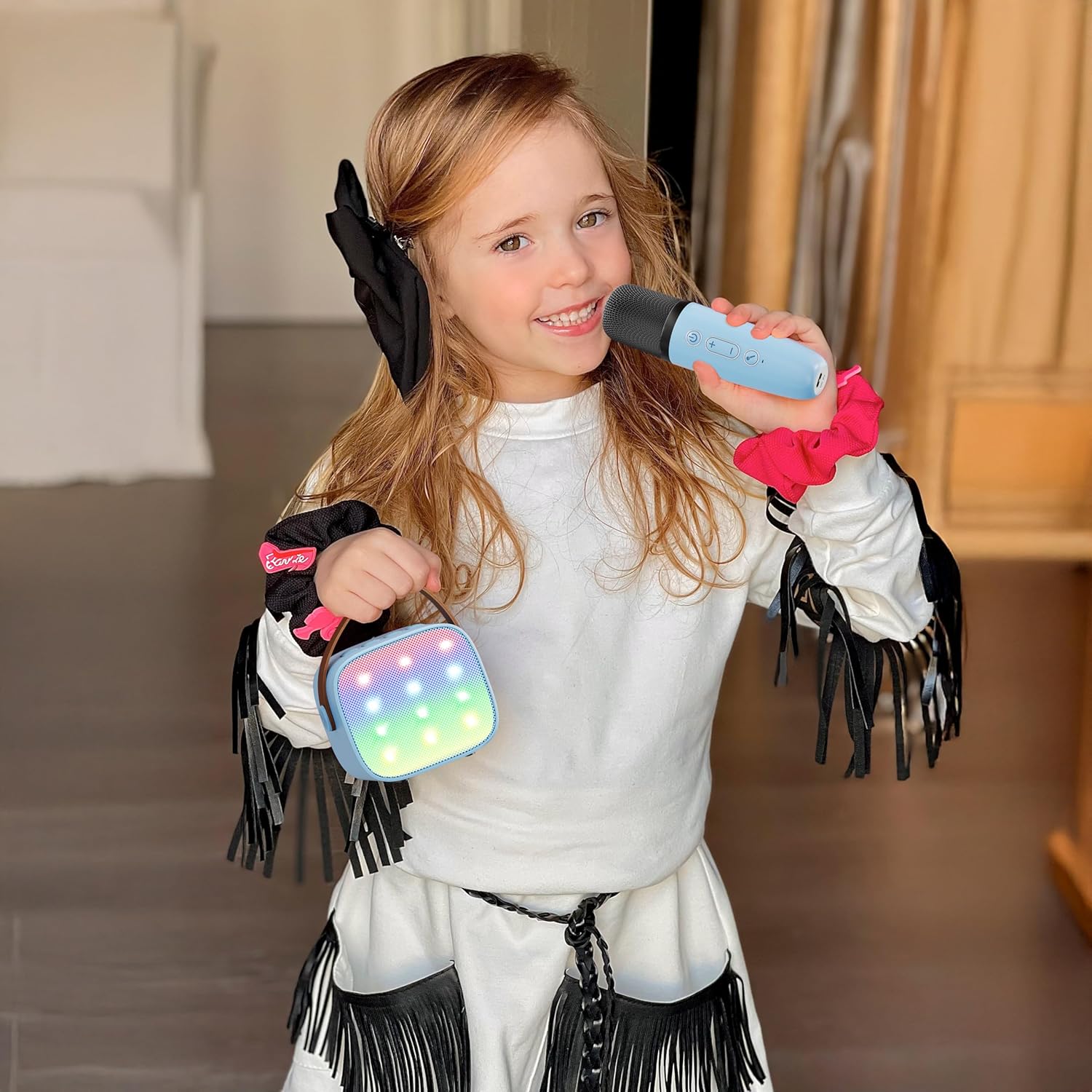 Mini karaoke machine | Bluetooth speaker met 2 draadloze microfoons