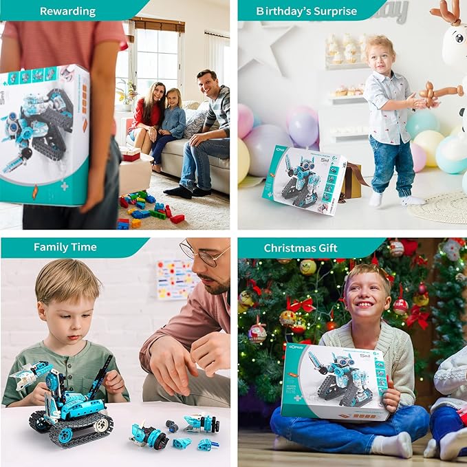 5-in-1 STEM Robot Blauw Bouwspeelgoed (398 stukjes) Afstandsbediening | Voor Jongens van 8-14 Jaar