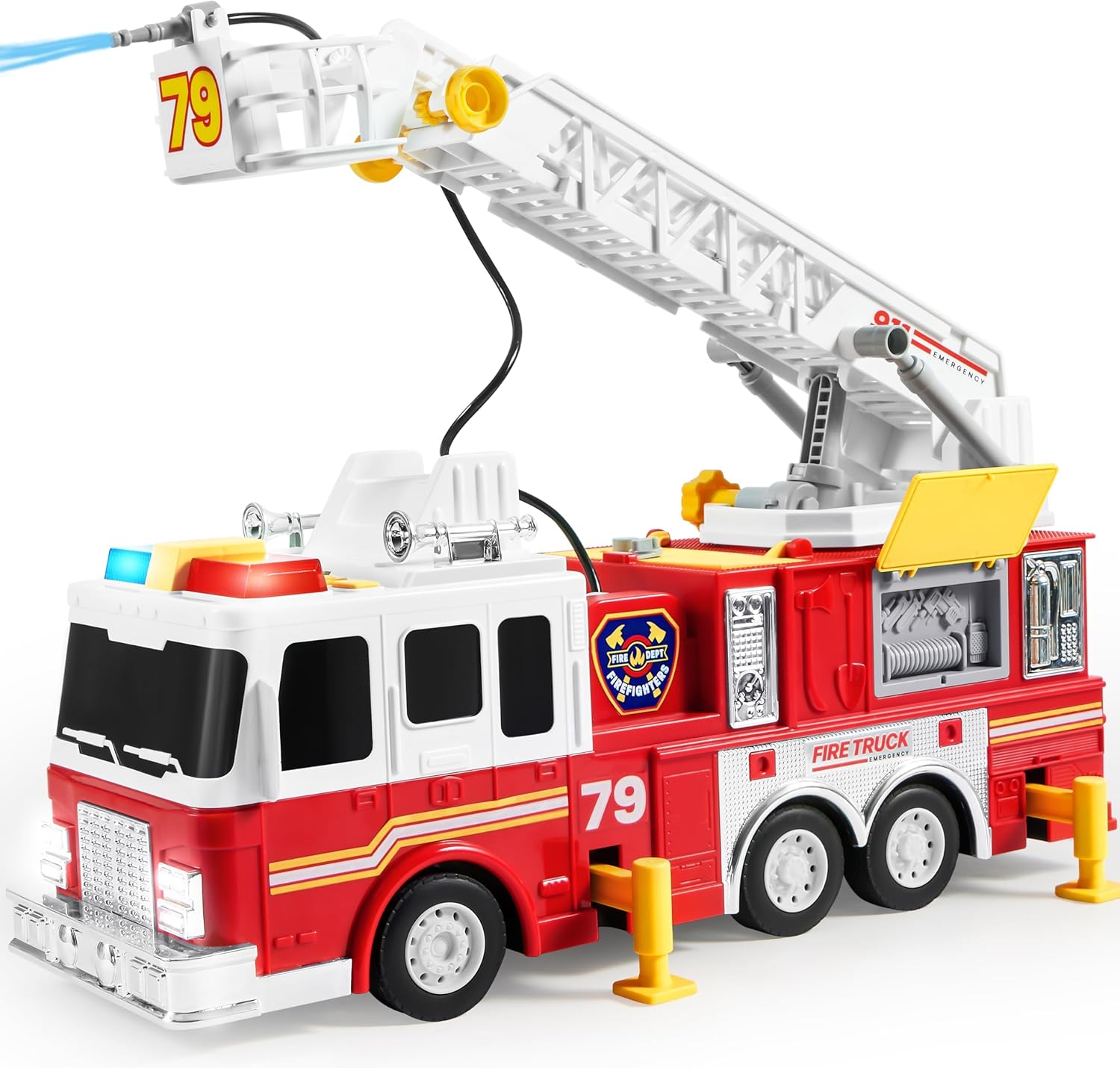 Extra Grote Brandweerwagen Speelgoed | 84 cm Ladder | Realistische Sirene & Licht | Brandweerauto Voor Peuters 3+ | Perfect Cadeau