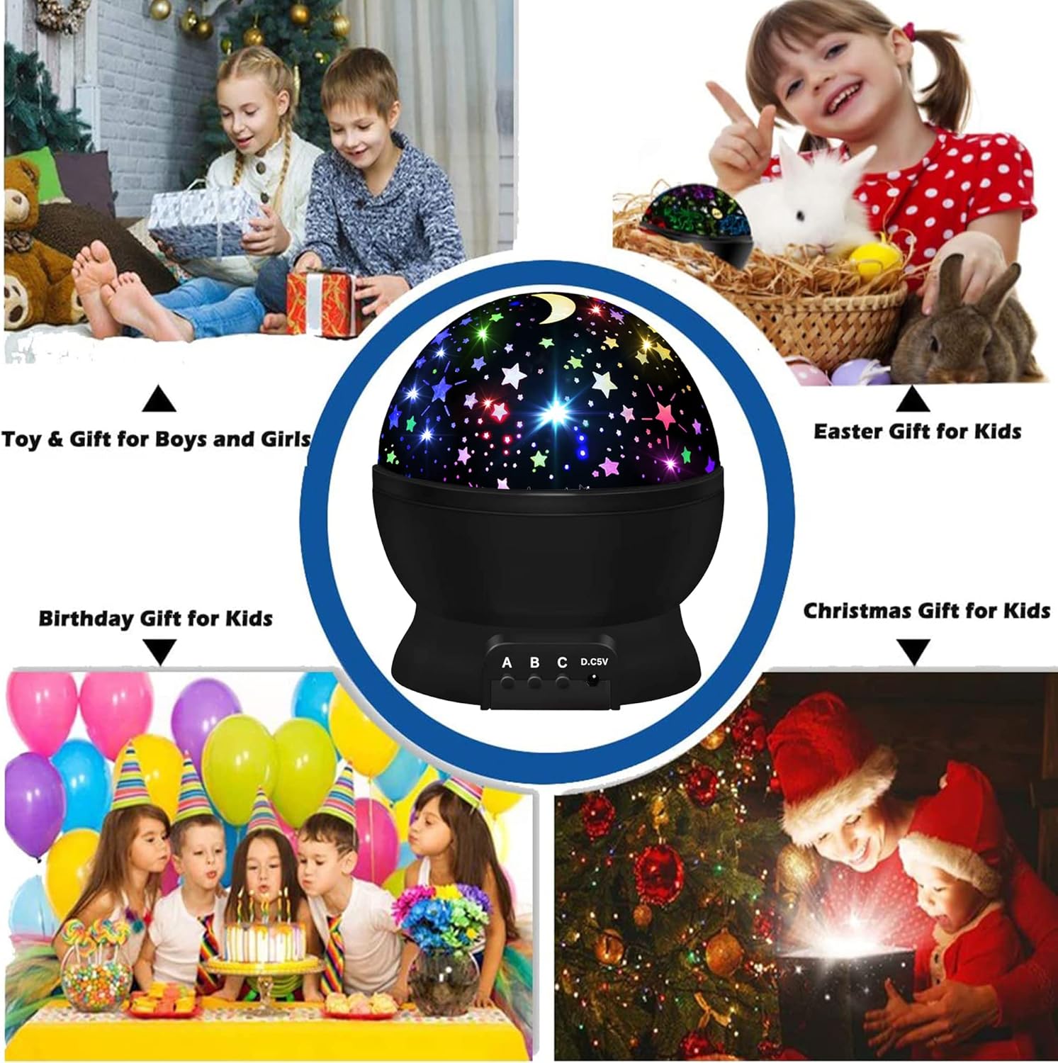 Sterrenprojector en Nachtlampje voor Kinderen van 1-10 Jaar - Roterende Projector met 16 Kleuren voor Meisjes en Jongens - Magisch Cadeau voor Baby- en Kinderkamer