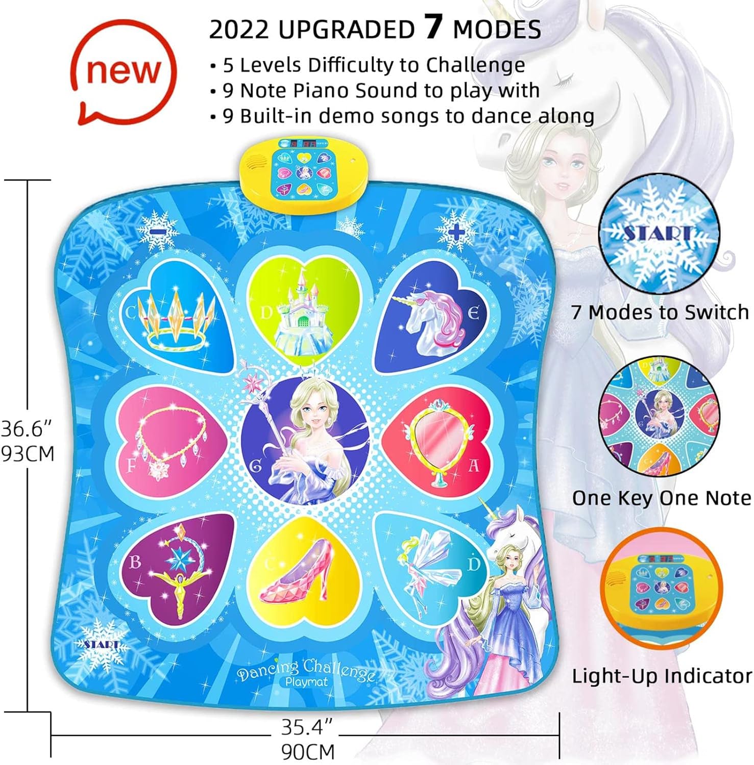 Dansmat spel | Muziek ritme mat met LED en 3 niveaus voor kinderen