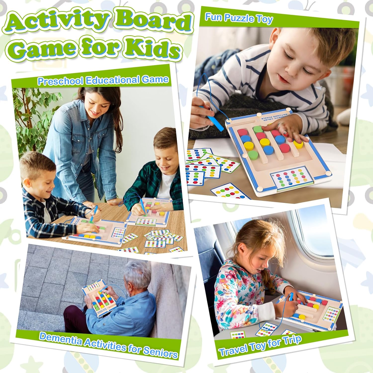 Montessori Magneet Houten Speelgoed voor Kinderen | Puzzel Labyrint Spel Educatief Activiteitenspeelgoed voor 3, 4, 5, 6, 7 Jaar Oud