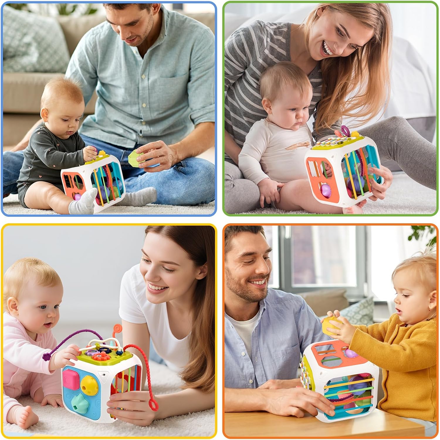 Montessori Vormenstoof en Sensorische Kubus voor Baby's van 1 Jaar - Educatief Speelgoed met Elastische Banden voor Jongens en Meisjes