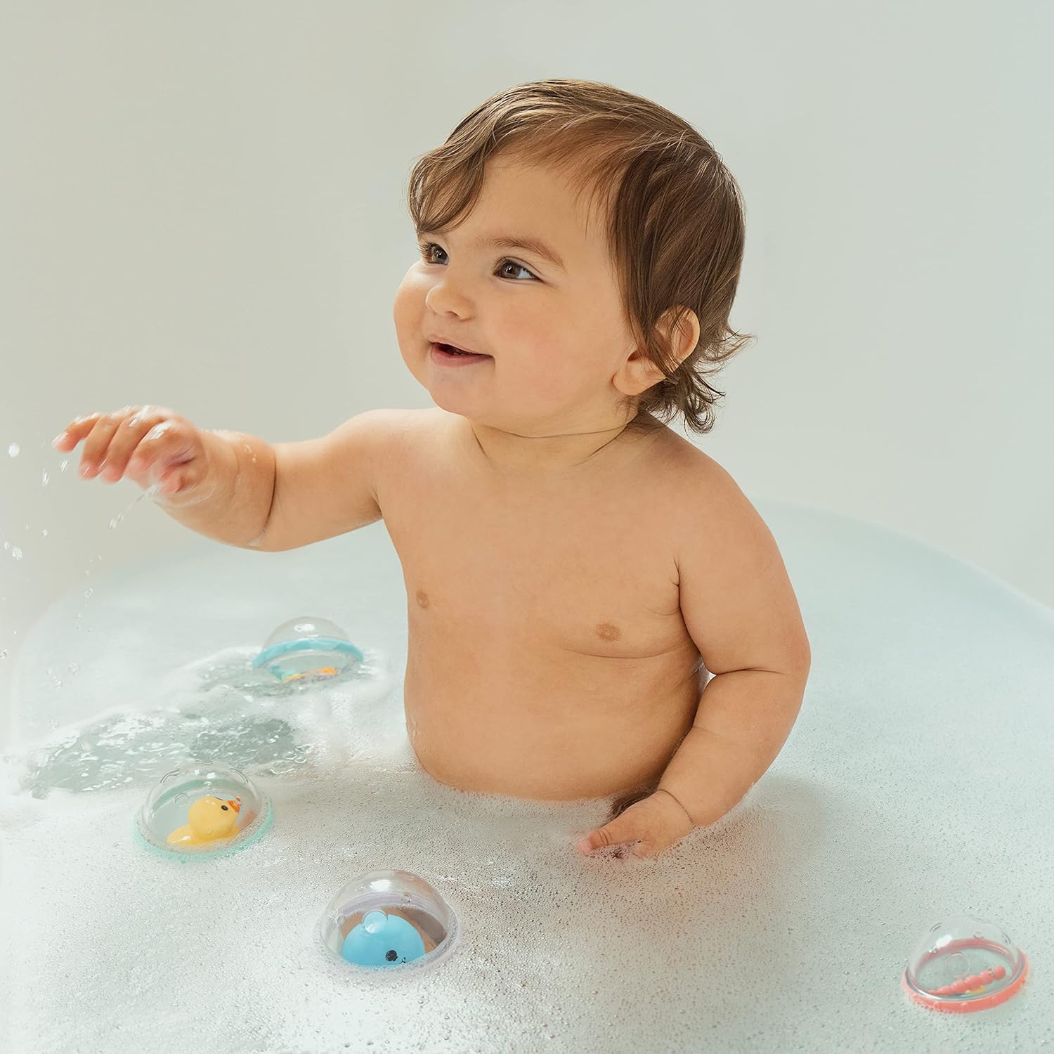 4-Delige Drijvende Bad Speelgoed Set voor Baby’s | Stimuleert Zintuigen Met Getextureerde Ringen & Kleurrijke Bubbels | Veilig en Leuk voor Baby’s van 4+ Maanden
