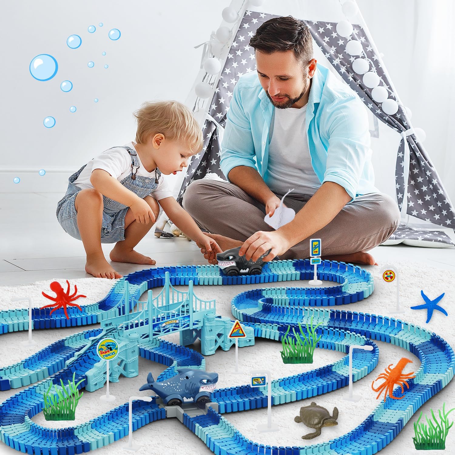 Dinosaurus Racebaan Speelset | Flexibele Baan met 2 Dino Auto’s | Cadeau voor Jongens & Meisjes vanaf 3 Jaar