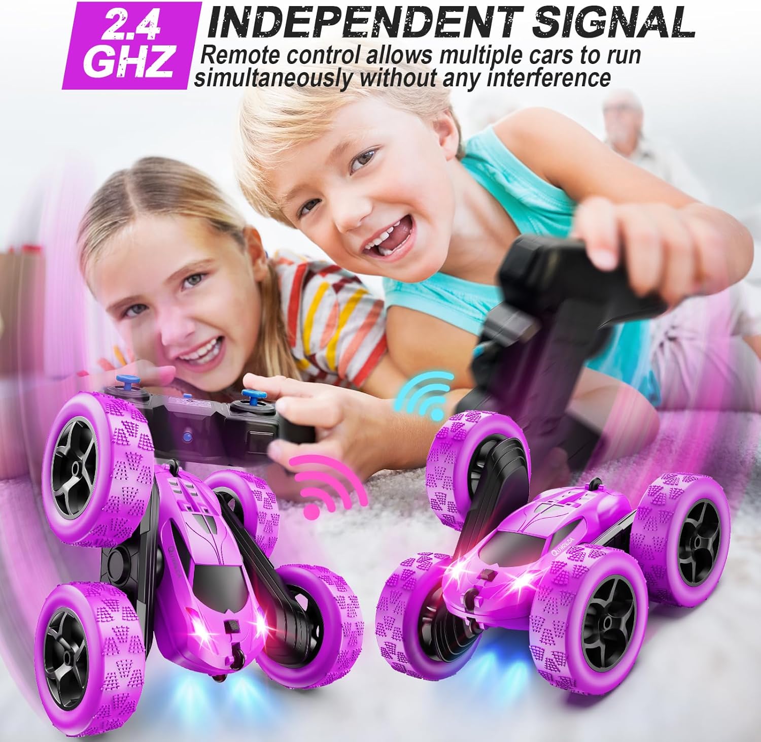 RC Auto 4WD Stuntauto | Afstandsbediening Auto met LED & 360° Flips | USB-C Oplaadbare Baterijen | Cadeau 6-12 Jaar