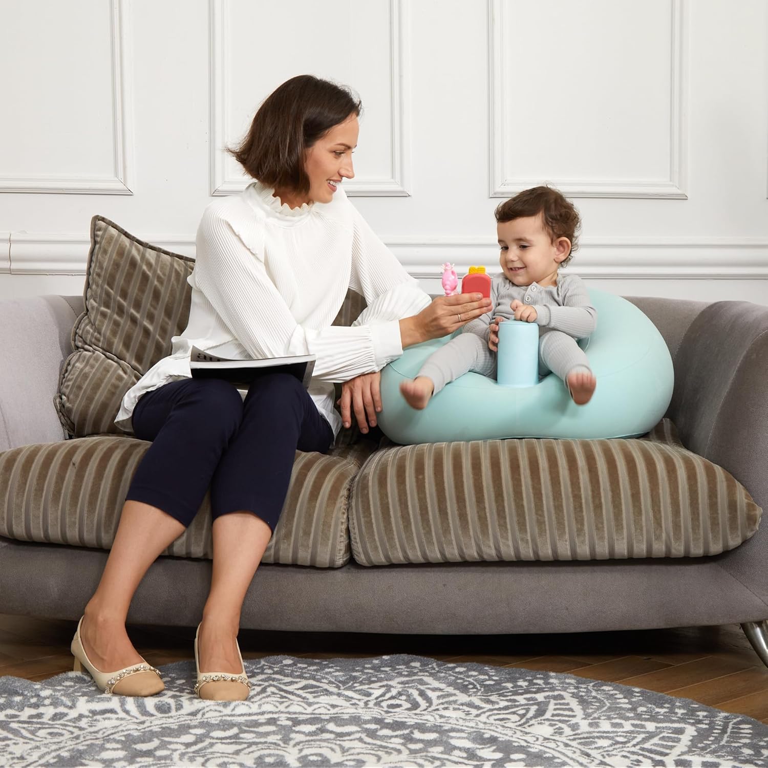 Opblaasbare Baby Zitstoel | Baby Sofa met Ingebouwde Luchtpomp Ideaal Baby Cadeau 3-36 Maanden