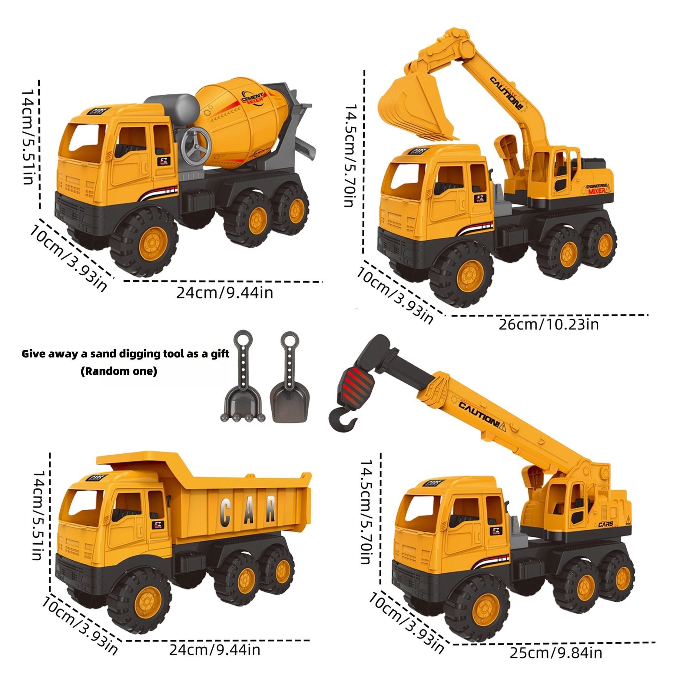 Bouwvoertuigen Set | Grote graafmachine, cementwagen en kraan – educatief constructiespel