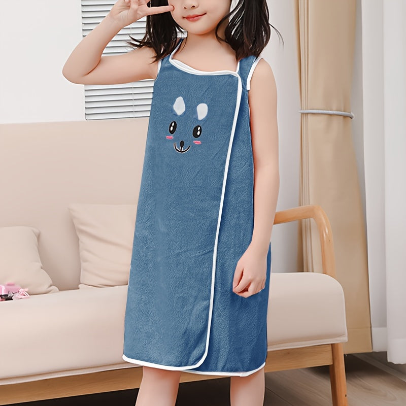 Schattige Bunny Ears Badjas voor Kinderen | Super Absorberend & Sneldrogend | Dikke Warme Polyesterstof | Handdoek Wrap met Drukknopen en Dubbele Gesp