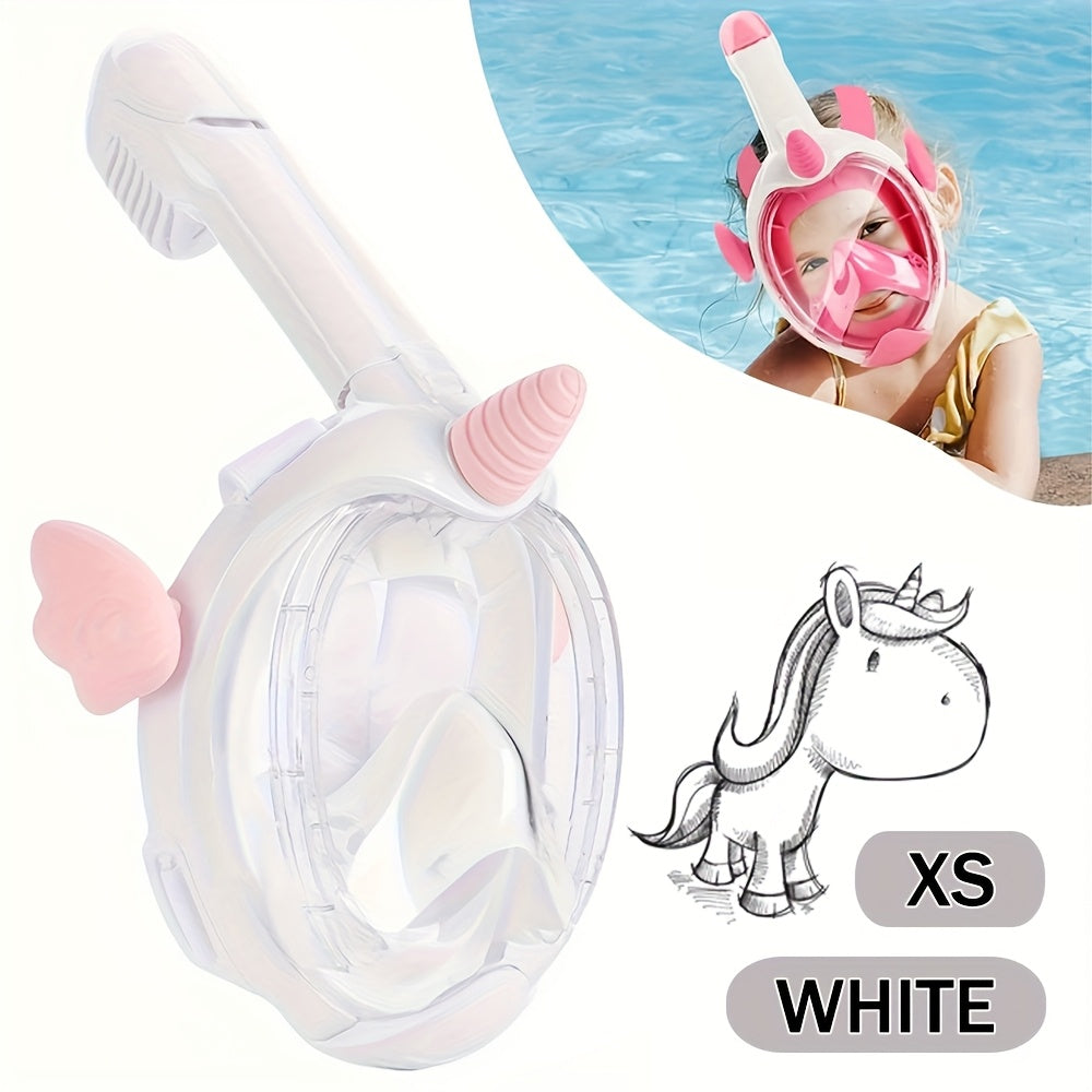Full Face Snorkelmasker voor Kinderen - 180° Panoramisch Duikmasker met Cartoon Design voor Jongens en Meisjes - Zwem- en Duikbril Speelgoed