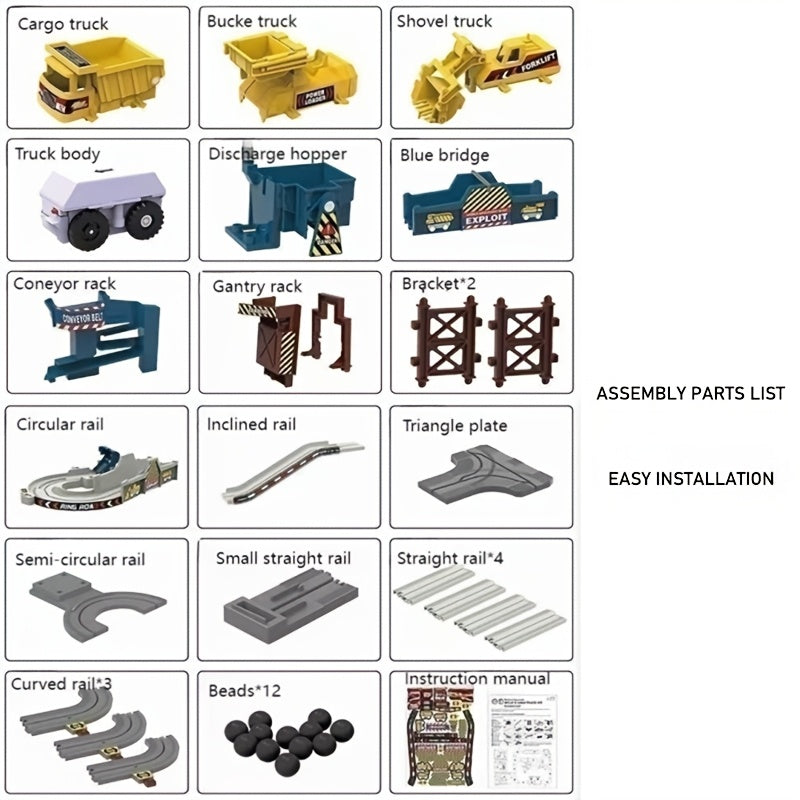 Constructie Avontuur Treinset | Elektrisch Voertuig op Inertiespoor, Geschikt voor Kinderen 3+