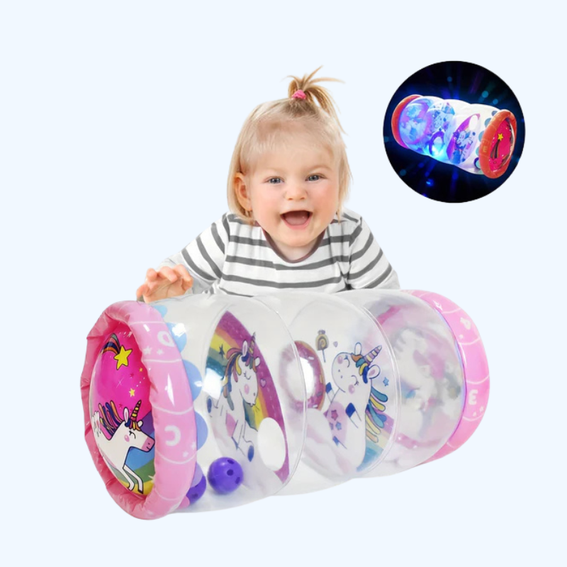 Kruip Activiteitsrol met Rammelaar en Bal | Opblaasbaar Dierlijk Kruiptrainingsspeelgoed voor Baby's van 8 tot 12+ Maanden